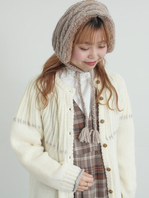 Samansa Mos2「ラウンド切替ステッチ前後2WAYニット」|カーディガン|