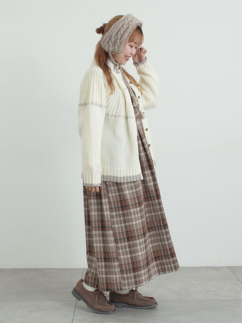 Samansa Mos2「ラウンド切替ステッチ前後2WAYニット」|カーディガン|