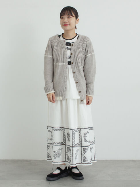 Samansa Mos2「ラウンド切替ステッチ前後2WAYニット」|カーディガン|