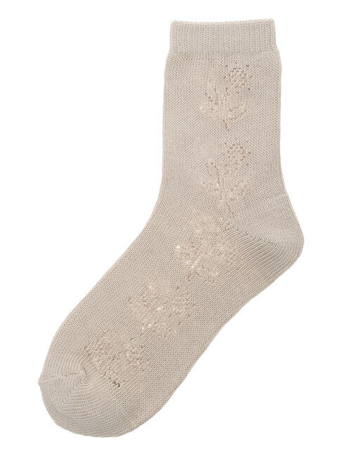 Samansa Mos2「お花透かし編みソックス」|ソックス|ベージュ