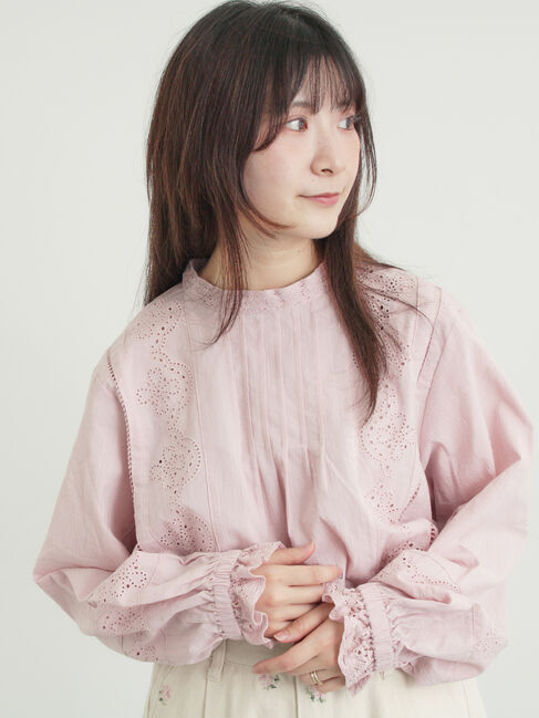 Samansa Mos2「スタンドカラーレースブラウス」|シャツ・ブラウス|