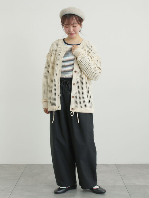 Samansa Mos2「前後2WAY裾ドロストニット」|カーディガン|