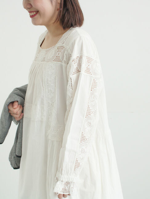 Samansa Mos2「ローズ柄レーススクエアネックワンピース」|ワンピース|