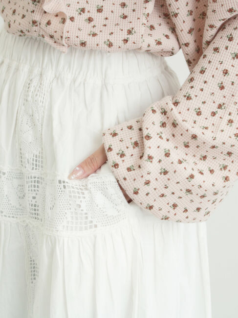 Samansa Mos2「ローズ柄レースギャザースカート」|スカート|