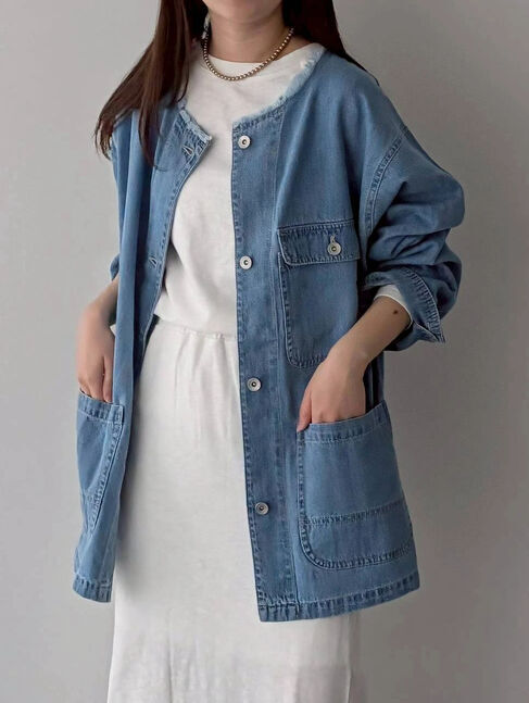 Samansa Mos2「デニムカバーオール」|ブルゾン・スタジャン|