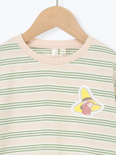 Samansa Mos2 Lagom「【おさるのジョージ】ワッペン付きボーダーロンT」|Tシャツ・カットソー|