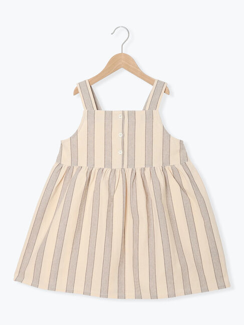 Samansa Mos2 Lagom「ストライプ柄ジャンバースカート」|スカート|グレー