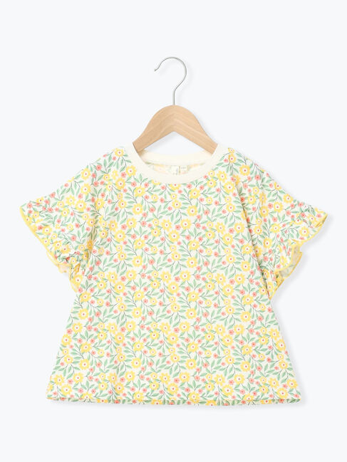 Samansa Mos2 Lagom「花柄袖フリルTシャツ」|Tシャツ・カットソー|イエロー