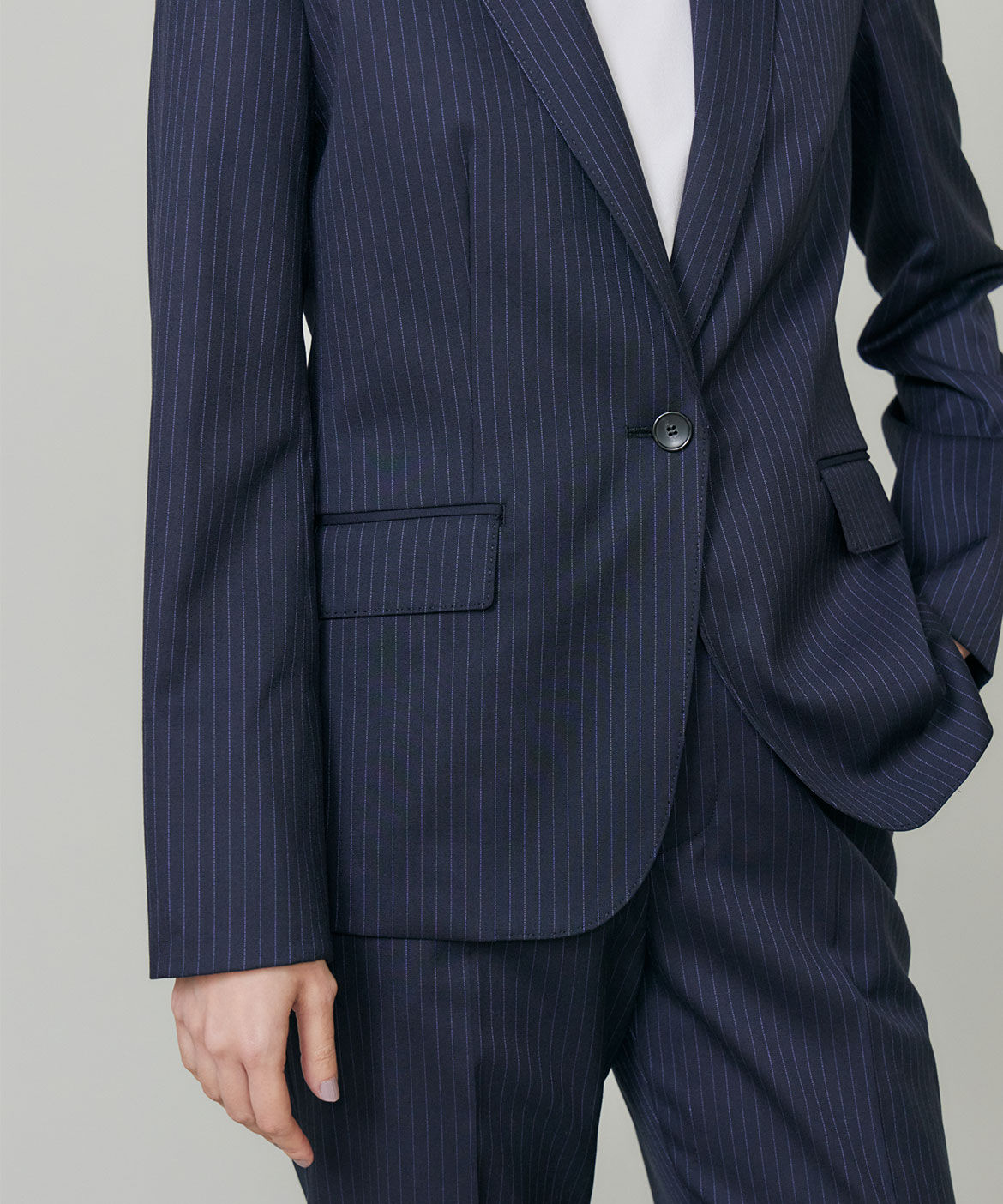 INED「シルクウールストライプシングルジャケット」|テーラードジャケット|