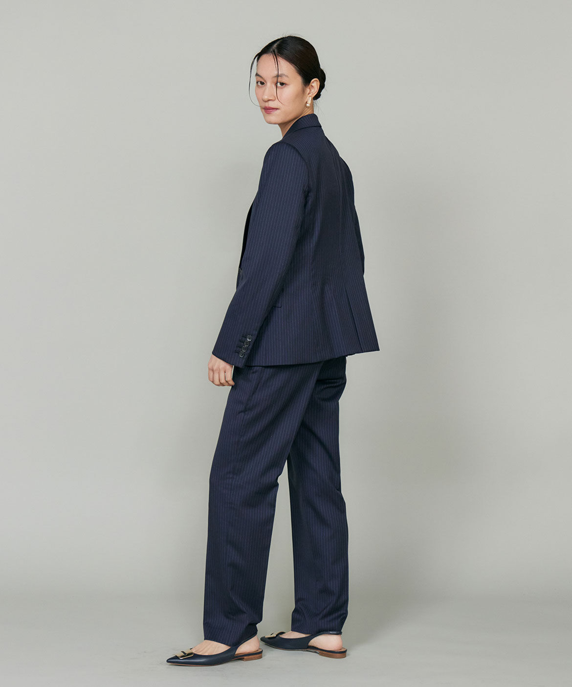 INED「シルクウールストライプシングルジャケット」|テーラードジャケット|