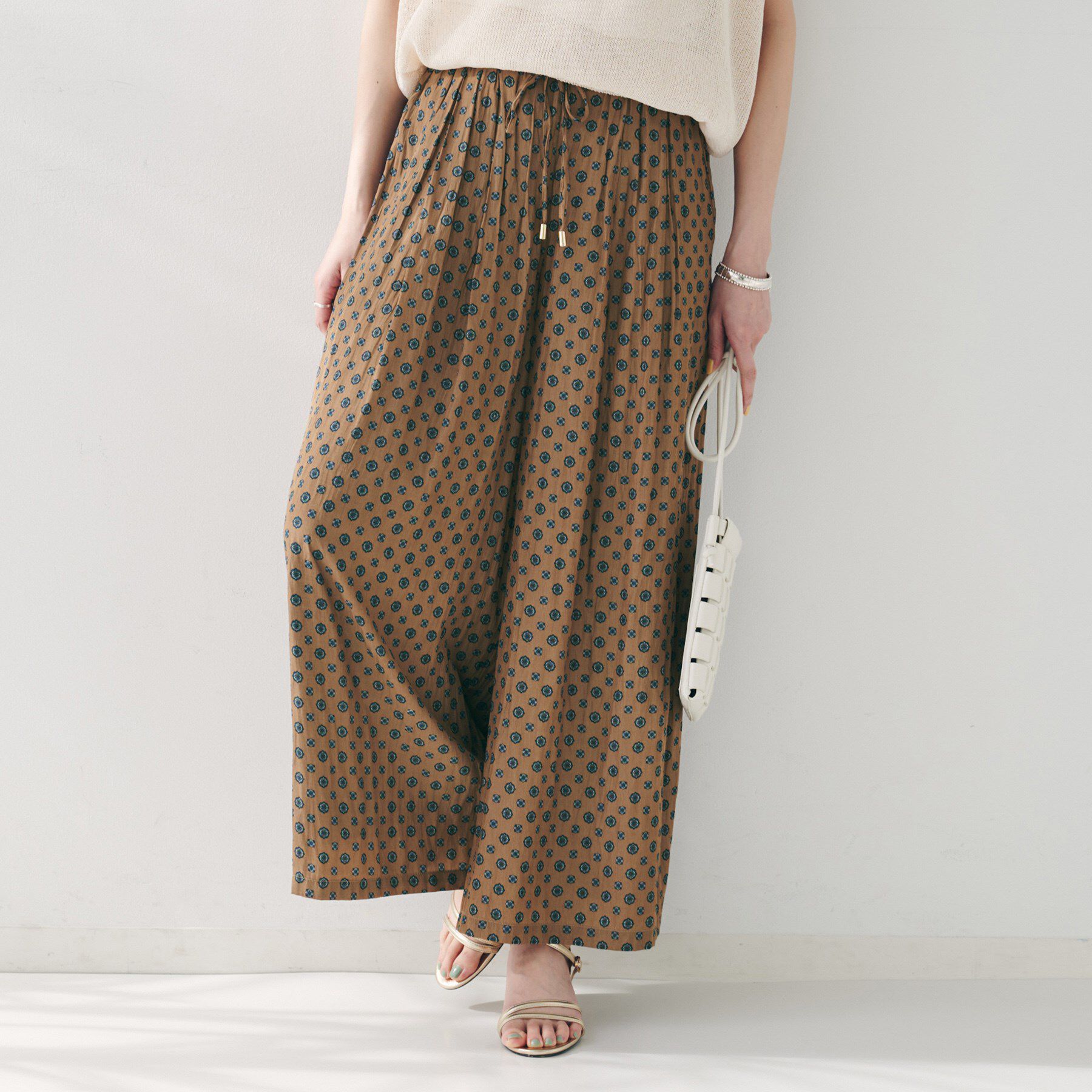 UNTITLED「【セットアップ可能/ウエストゴム】小紋柄パンツ」|その他|モカブラウン(142