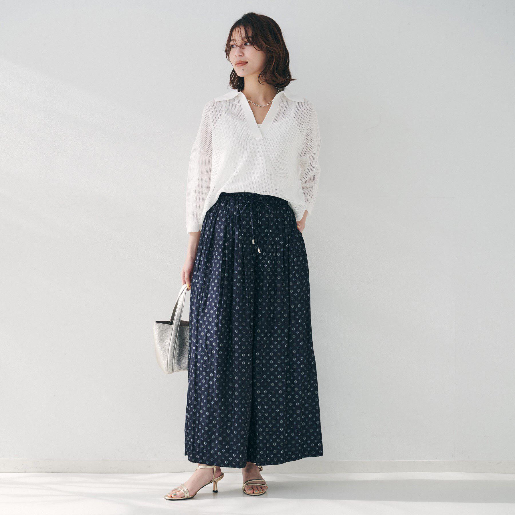 UNTITLED「【セットアップ可能/ウエストゴム】小紋柄パンツ」|その他|