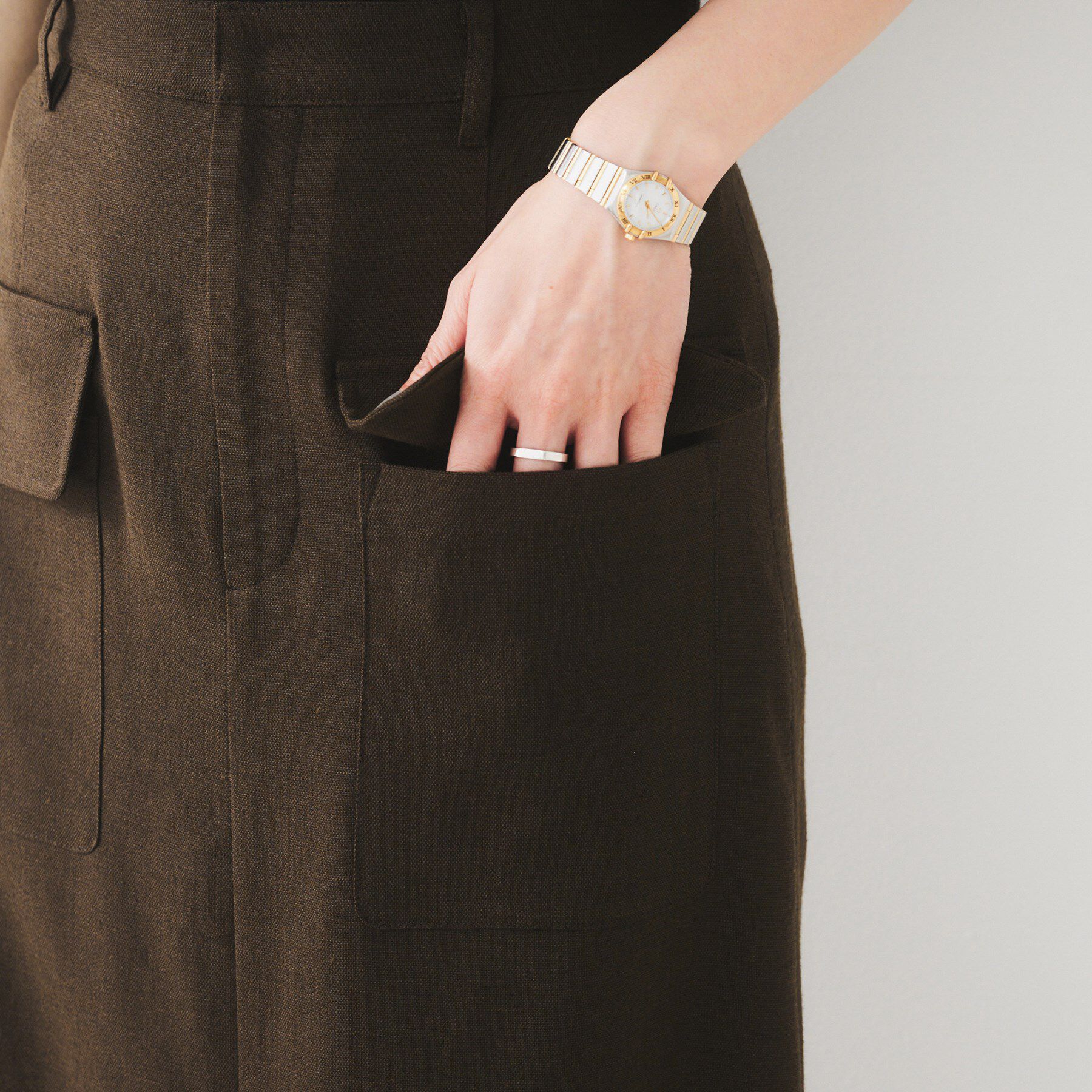 UNTITLED「【きれいめ/前スリット】麻混カーゴスカート」|スカート|