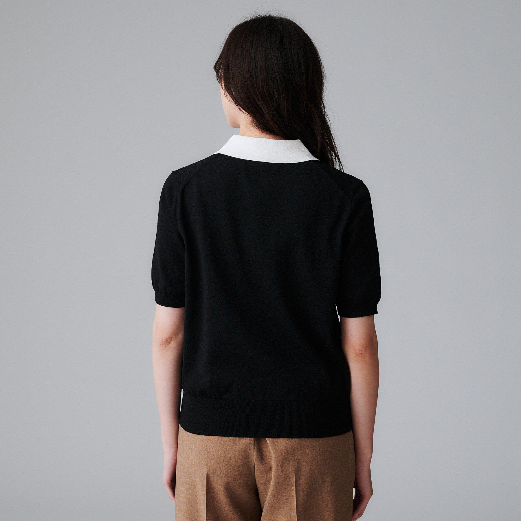 UNTITLED「【トレンド/きれいめ】5分袖ポロニット」|ニット・セーター|