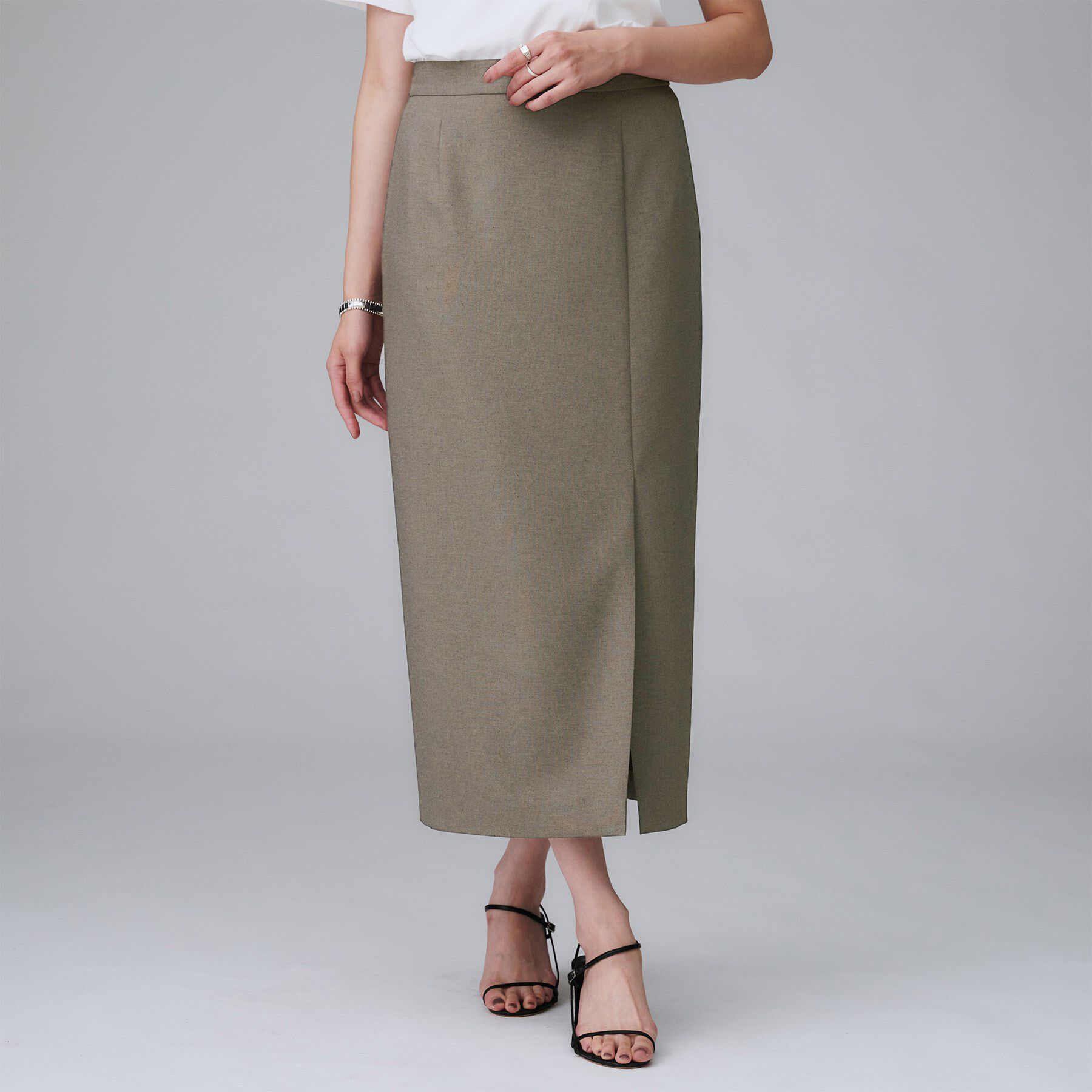 UNTITLED「【セットアップ可/洗える】スラブナロースカート」|スカート|トープ(054)