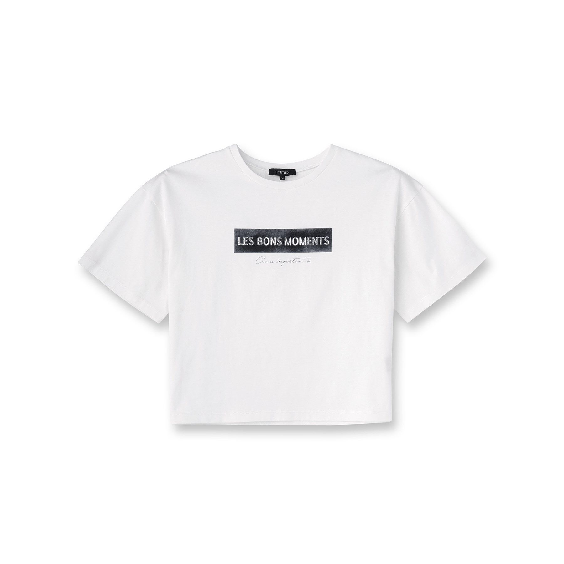 UNTITLED「【コットン100/ゆったり/ショート丈/洗える】ベロアロゴTシャツ」|Tシャツ・カットソー|