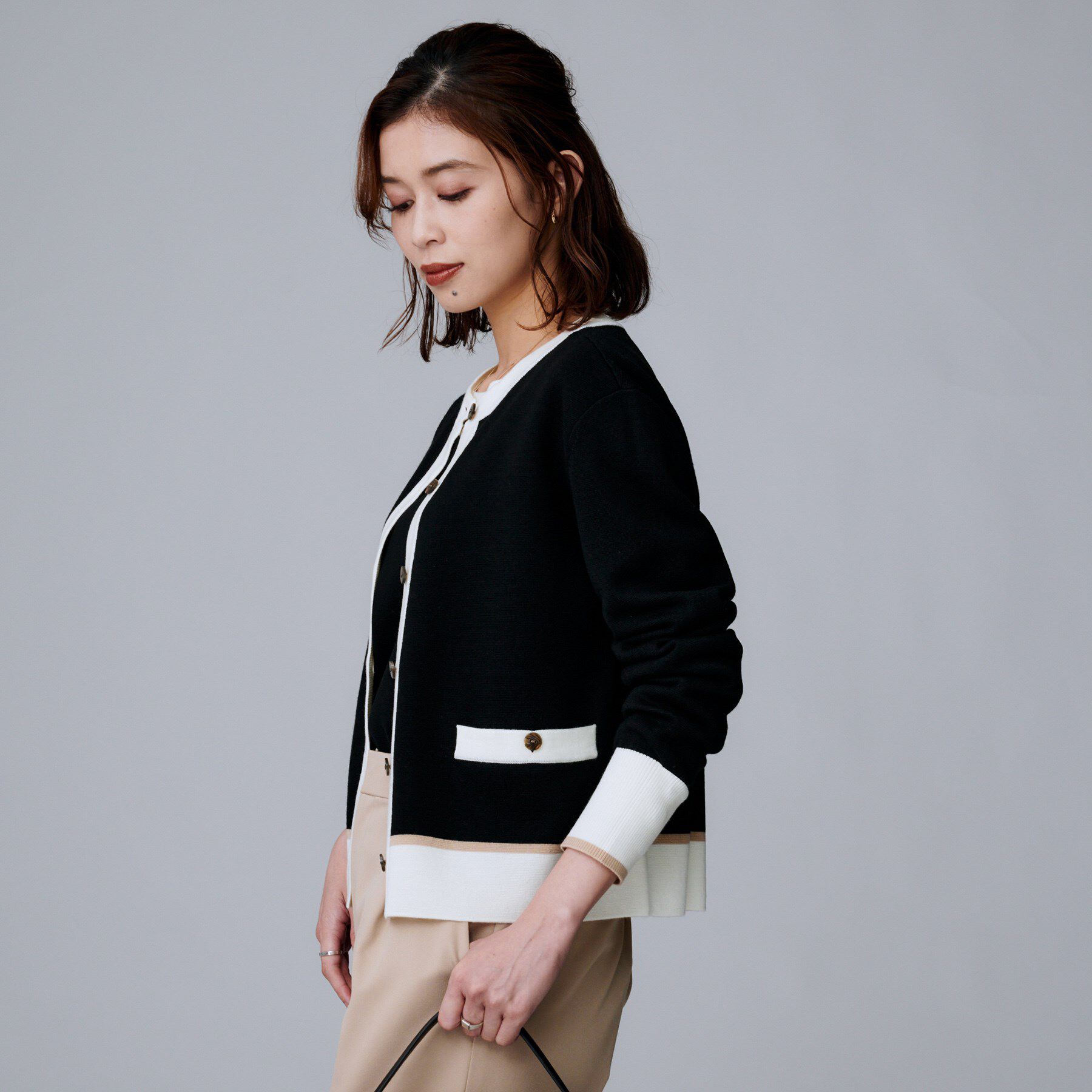 UNTITLED「【アンサンブル可/ジャケット風】ウールミラノリブカーディガン」|カーディガン|