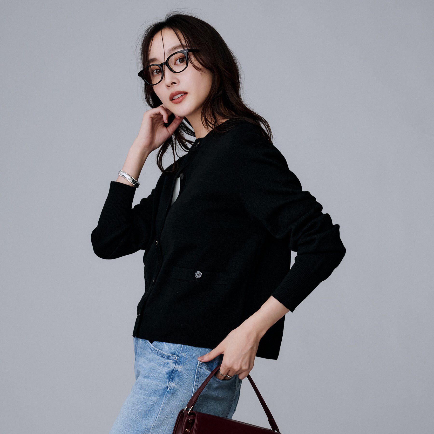 UNTITLED「【アンサンブル可/ジャケット風】ウールミラノリブカーディガン」|カーディガン|