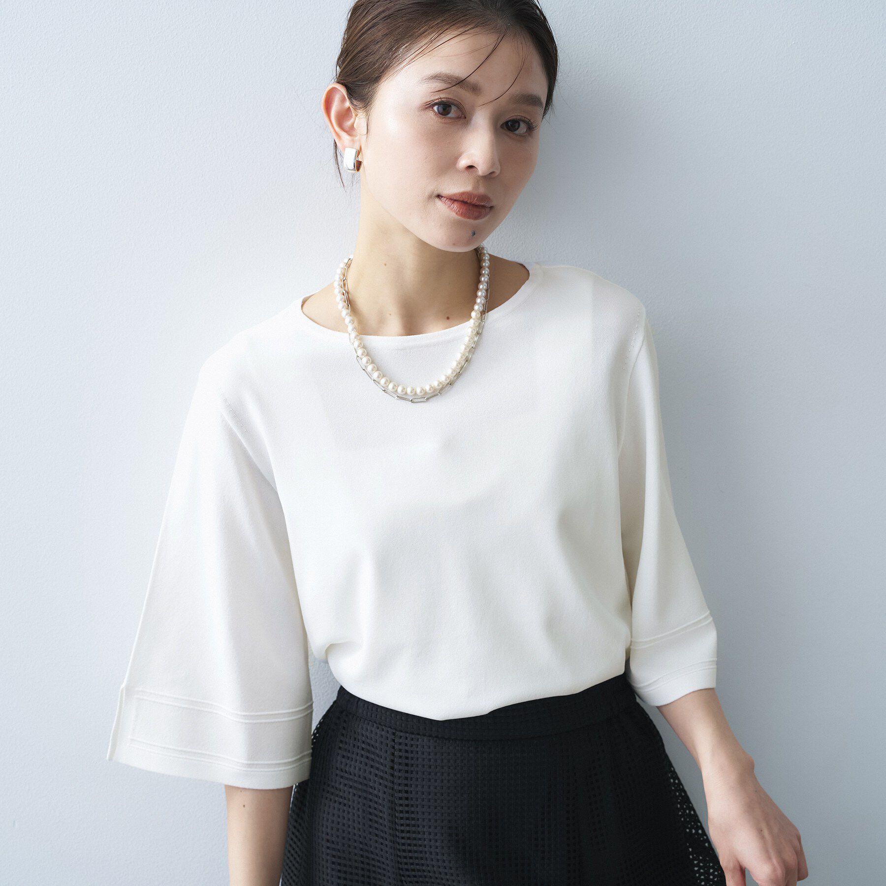 UNTITLED「袖スリットニットプルオーバー」|ニット・セーター|