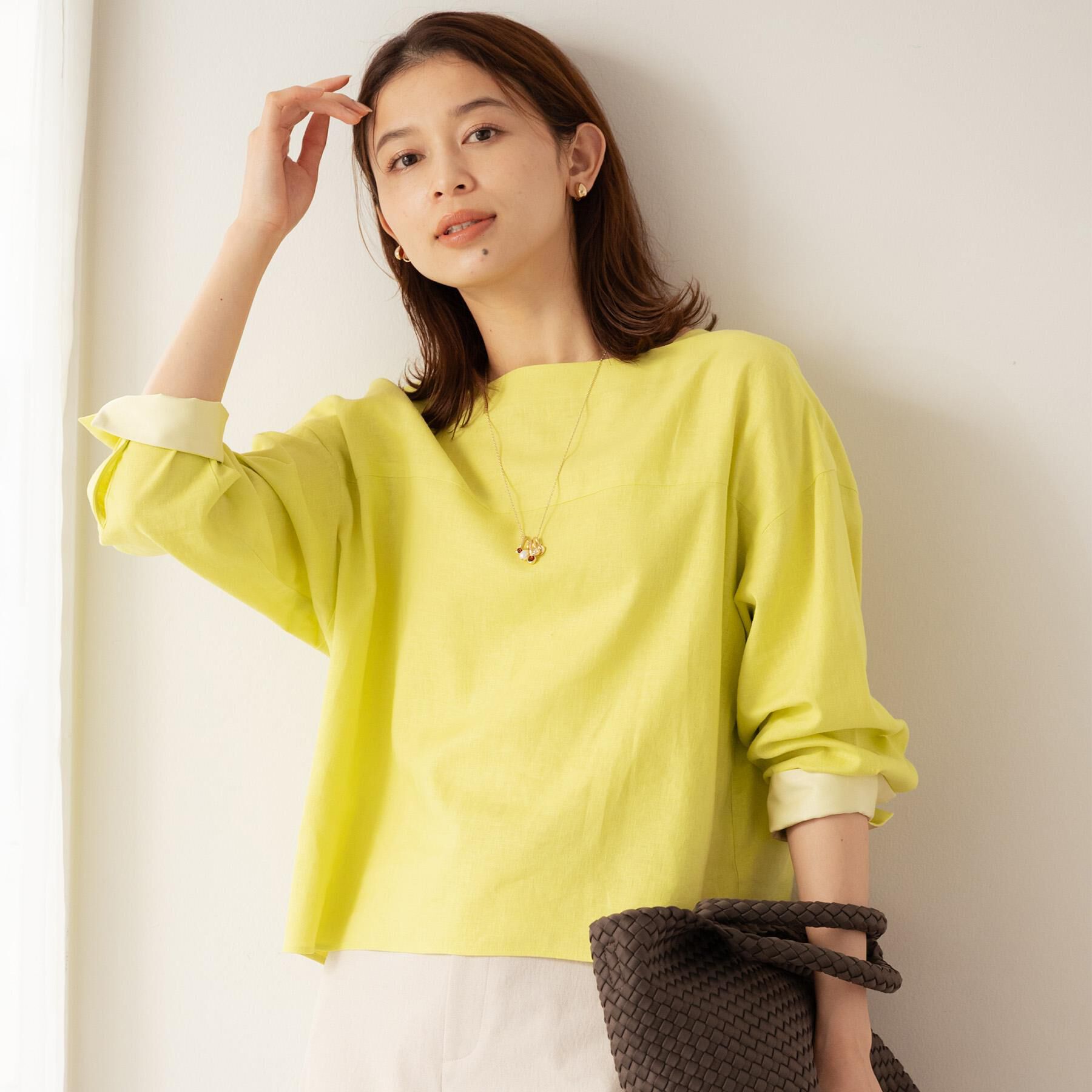 UNTITLED「ボートネックブラウス」|シャツ・ブラウス|イエロー(031)