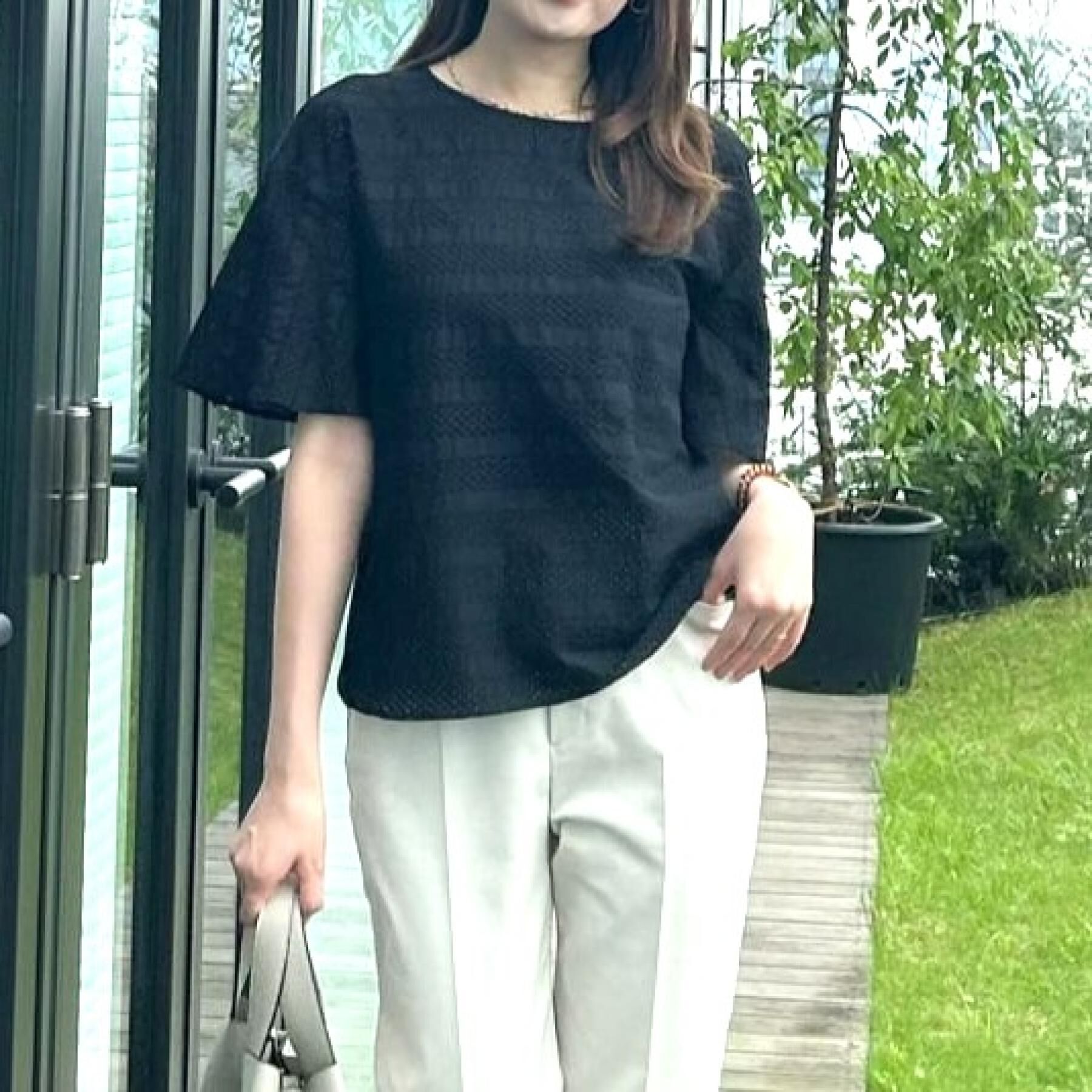 COUP DE CHANCE「【手洗い可／日本製】ジオメボーダーレースカットソー」|Tシャツ・カットソー|