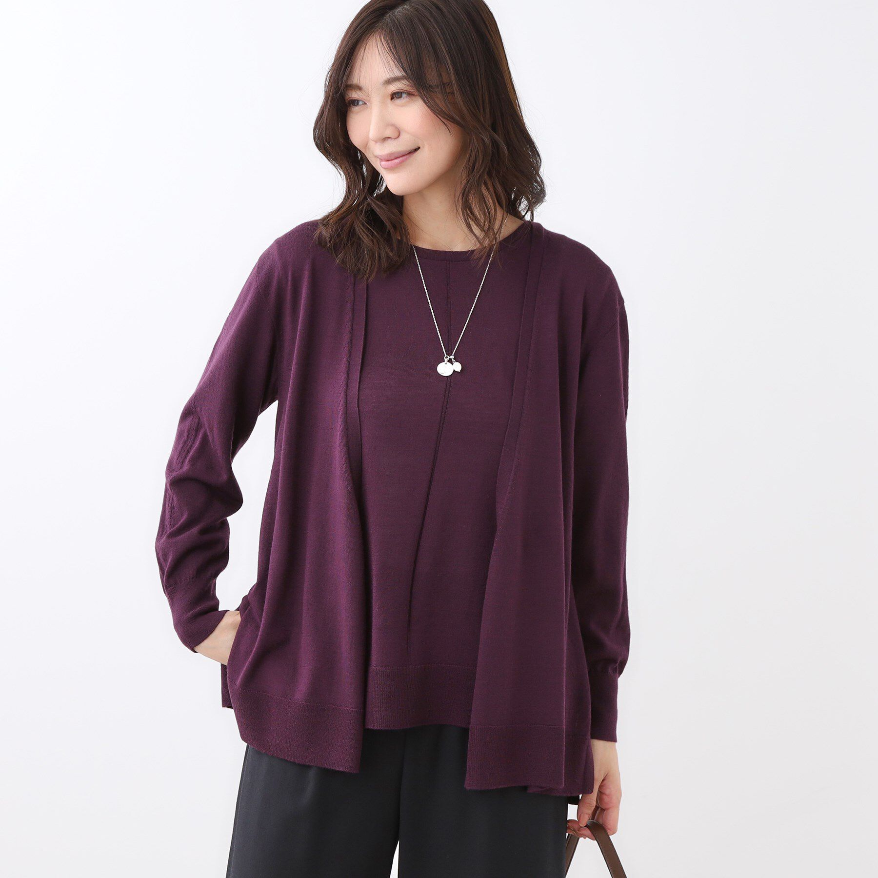 Reflect「【ちくちくしない／アンサンブル可／通勤におすすめ◎】オフボディ着流しカーディガン」|カーディガン|