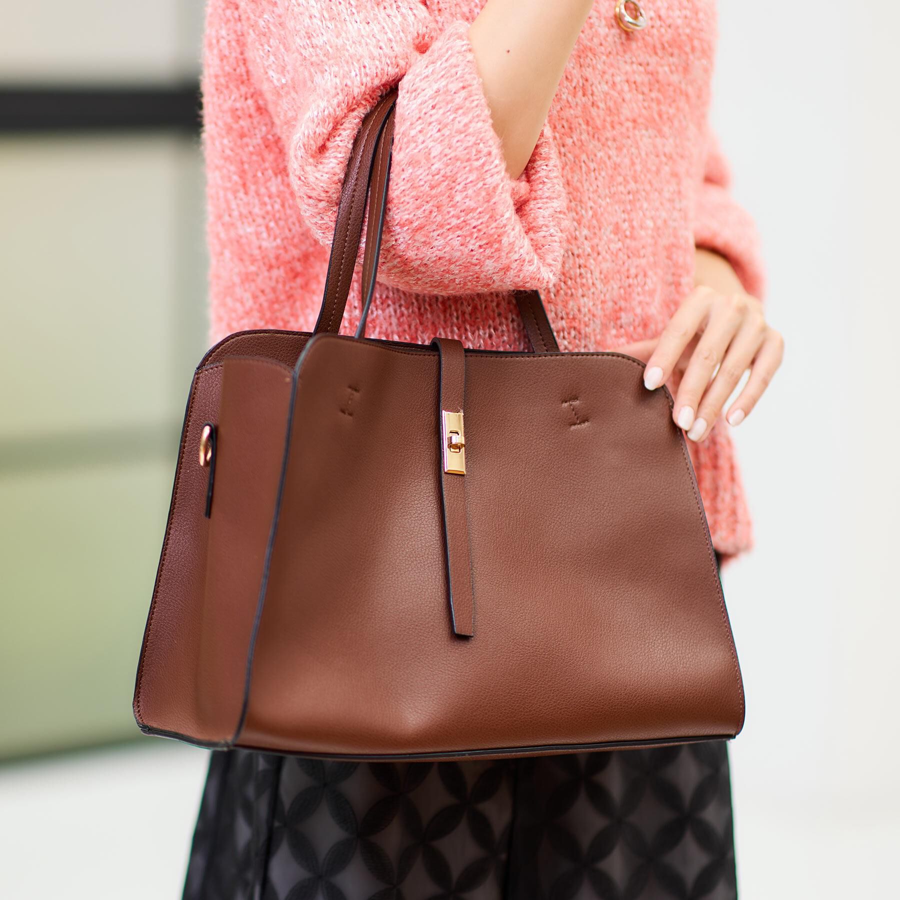 Reflect「【A4ファイル・PC収納可◎】合皮ボストンバッグ」|ボストンバッグ|ブラウン(043)