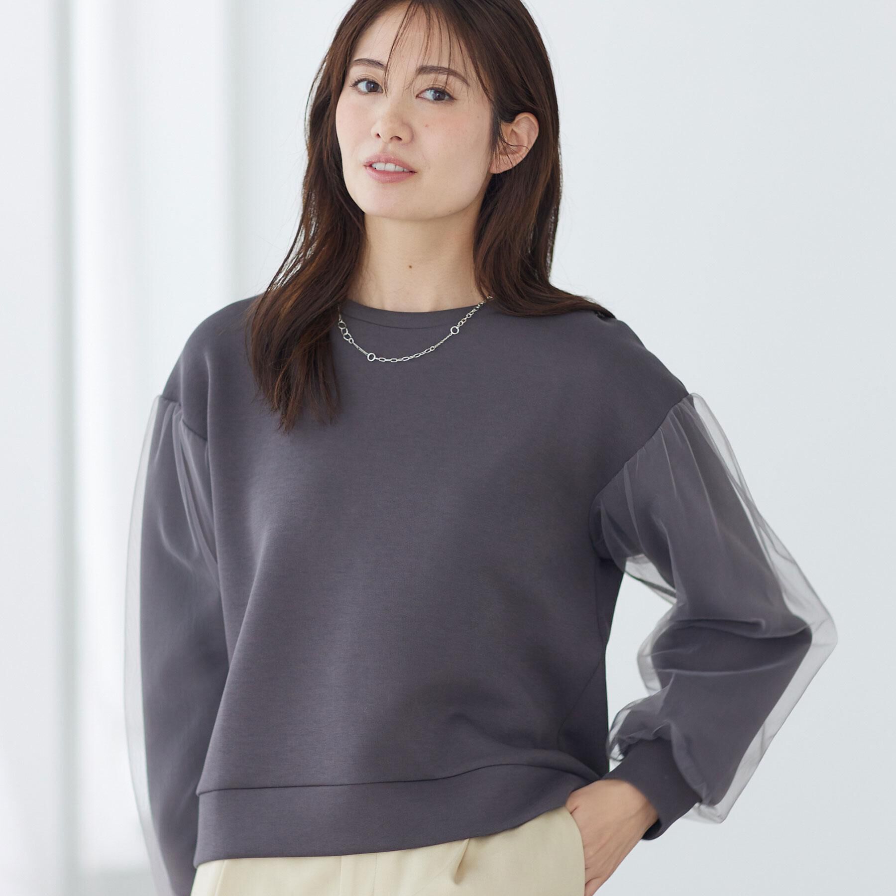 Reflect「チュールレイヤードスリーブプルオーバー」|Tシャツ・カットソー|