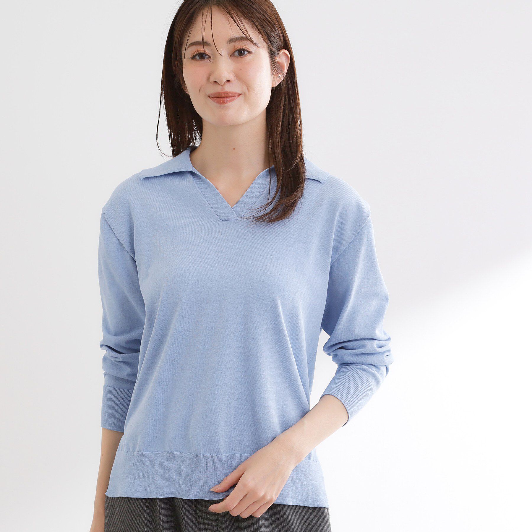 Reflect「スキッパーネックニットプルオーバー」|ニット・セーター|