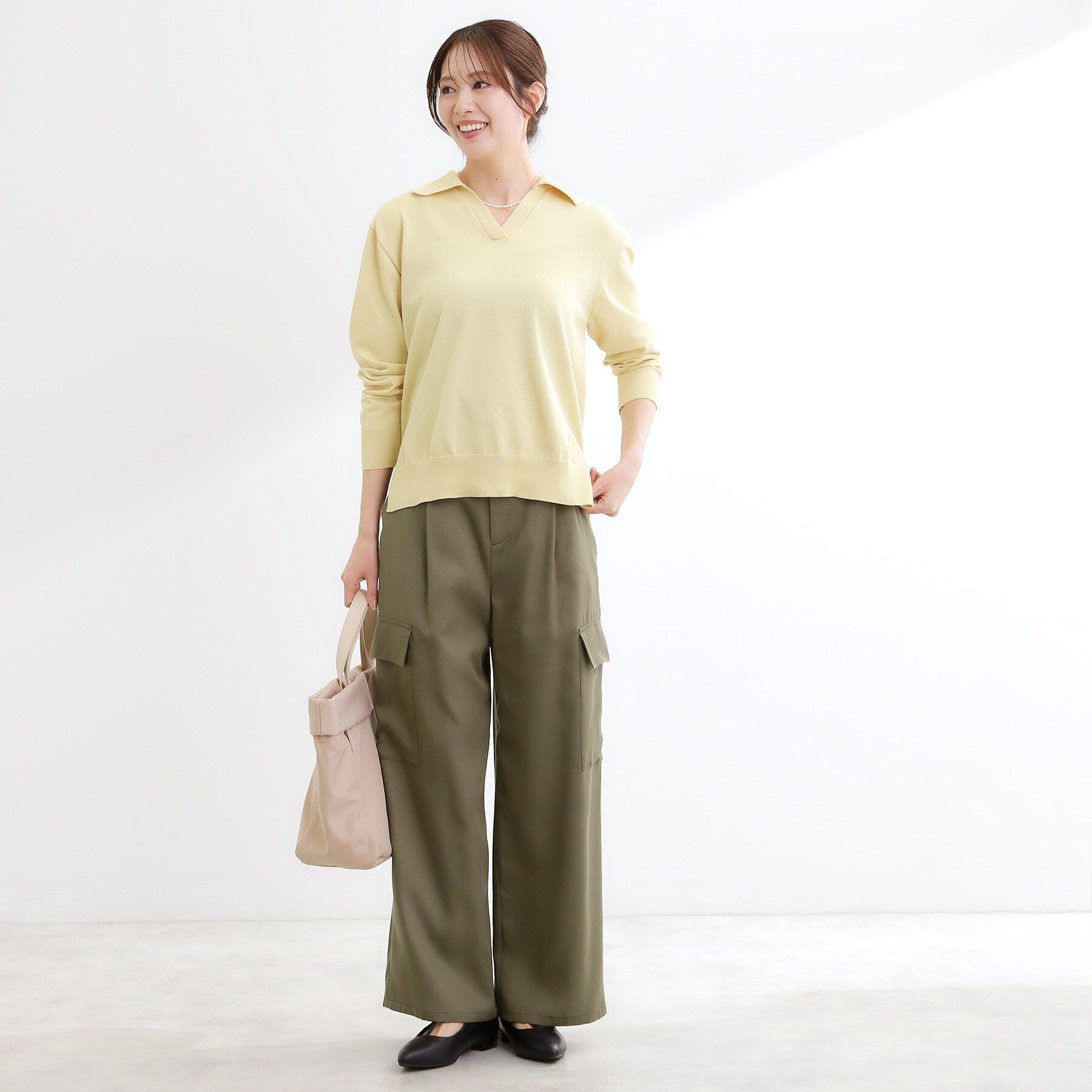 Reflect「スキッパーネックニットプルオーバー」|ニット・セーター|