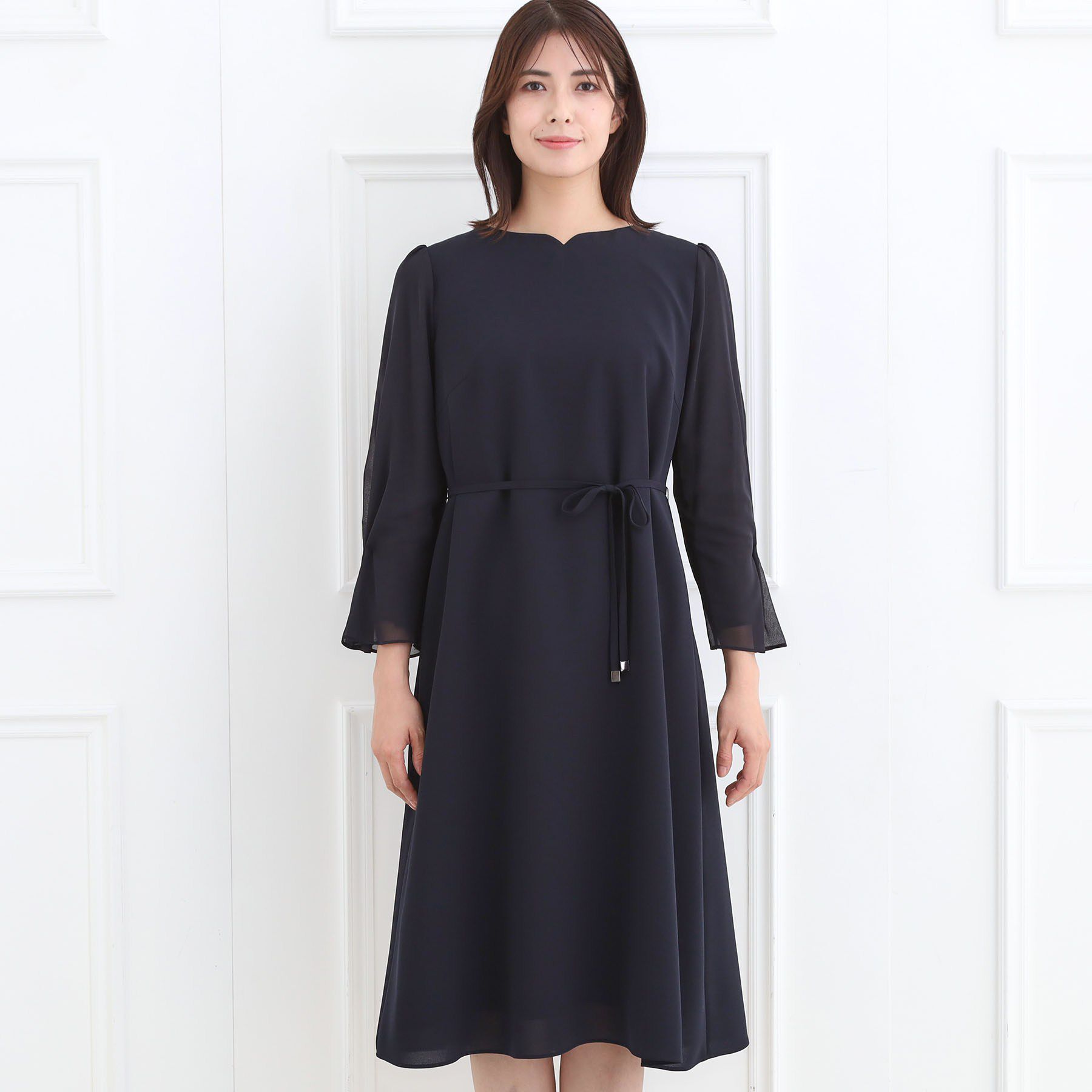 Reflect「【フォーマル／入卒／付属リボン付き】スリーブデザインジョーゼットワンピース」|ワンピース|