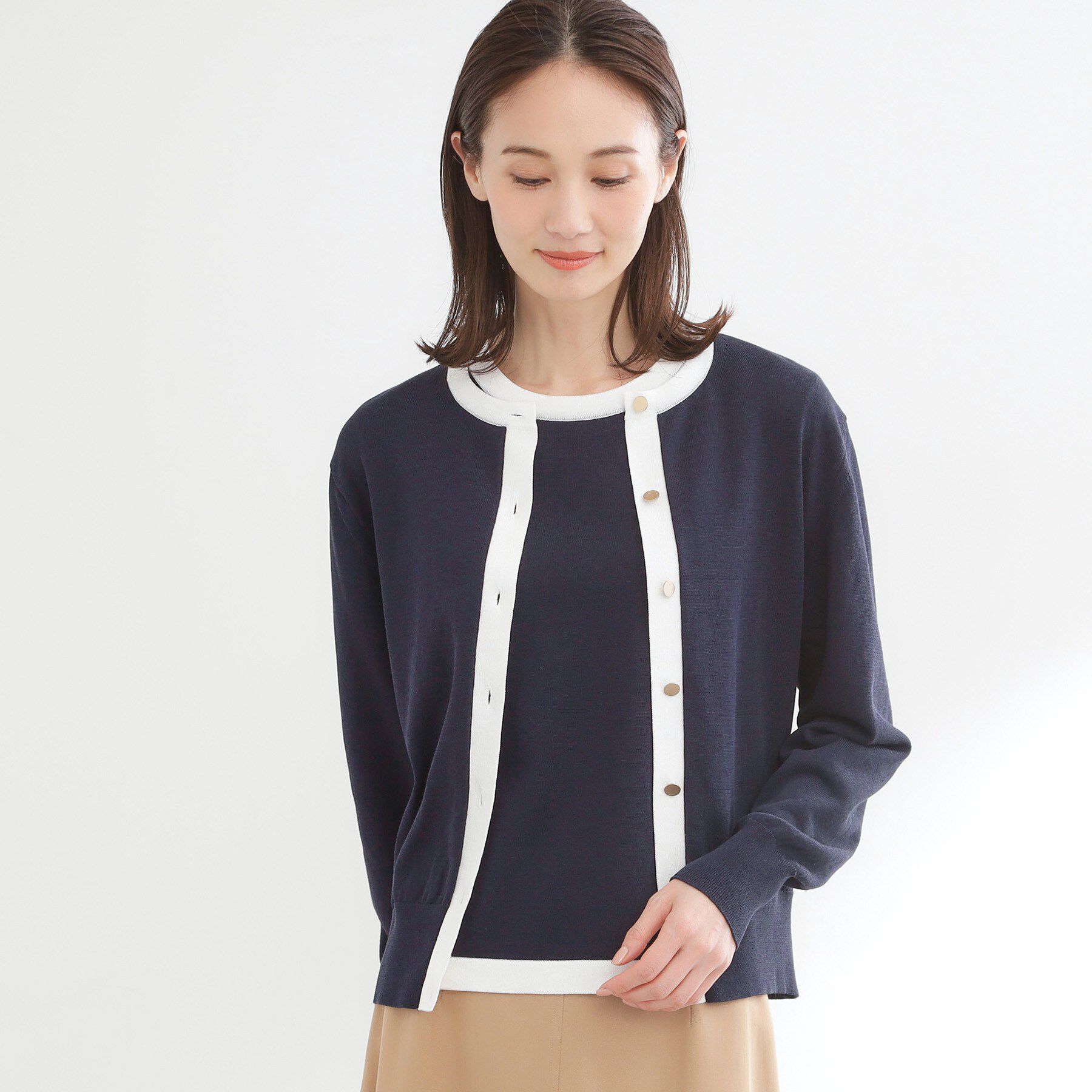 Reflect「【アンサンブル可】バイカラーカーディガン」|カーディガン|