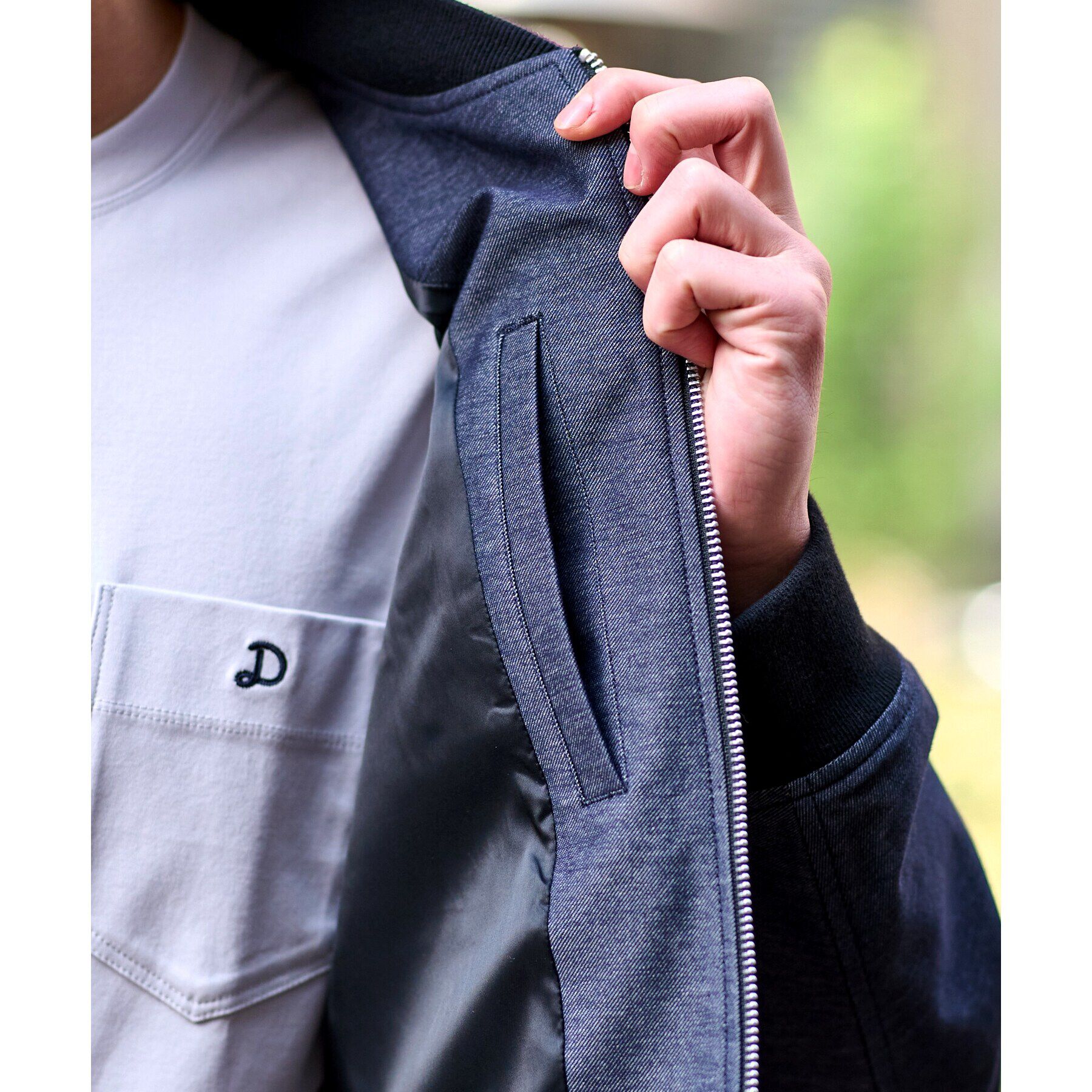 DRESSTERIOR「ALBINI デニムジャージMA－1」|ブルゾン・スタジャン|