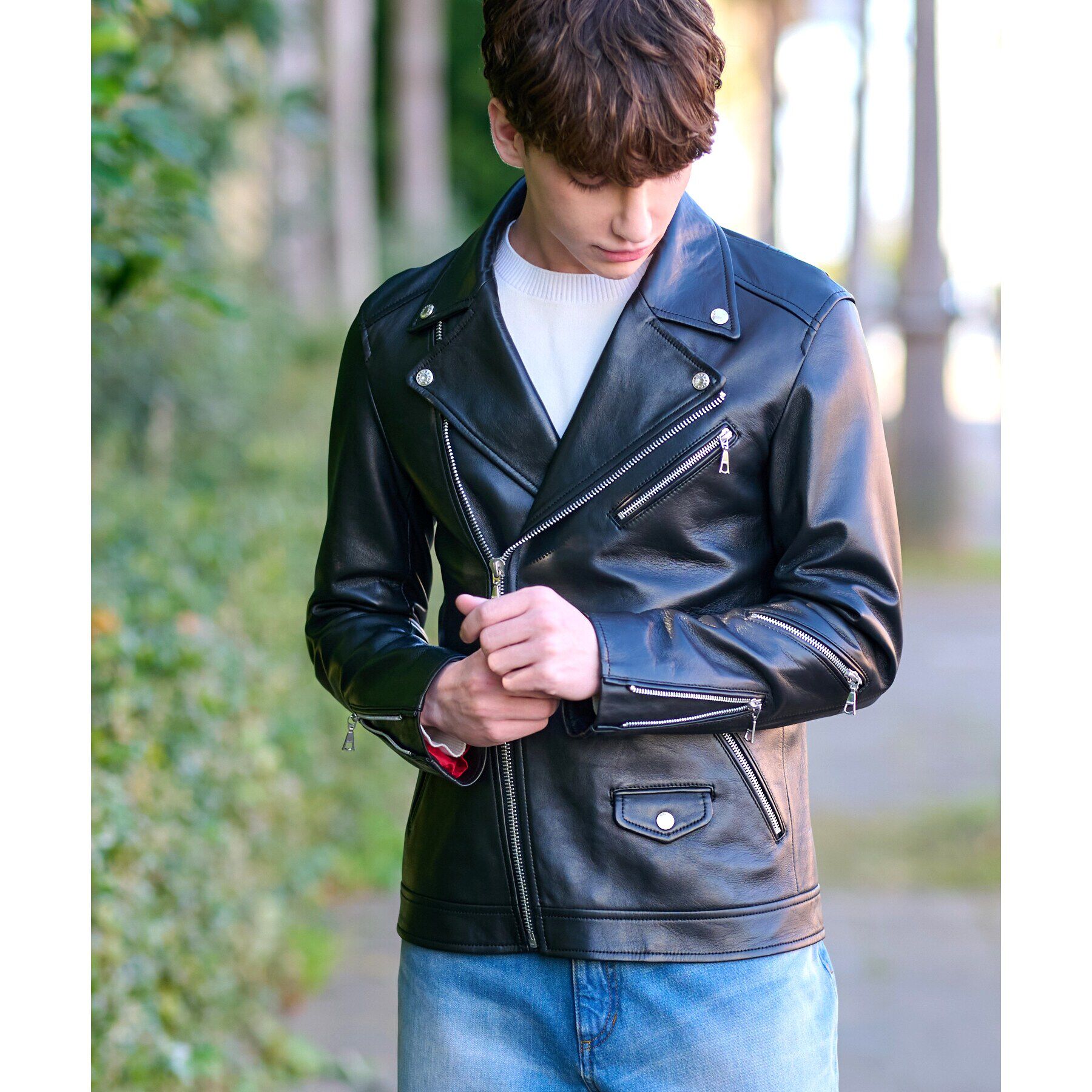 DRESSTERIOR「【本革】レザーライダースジャケット」|ライダースジャケット|