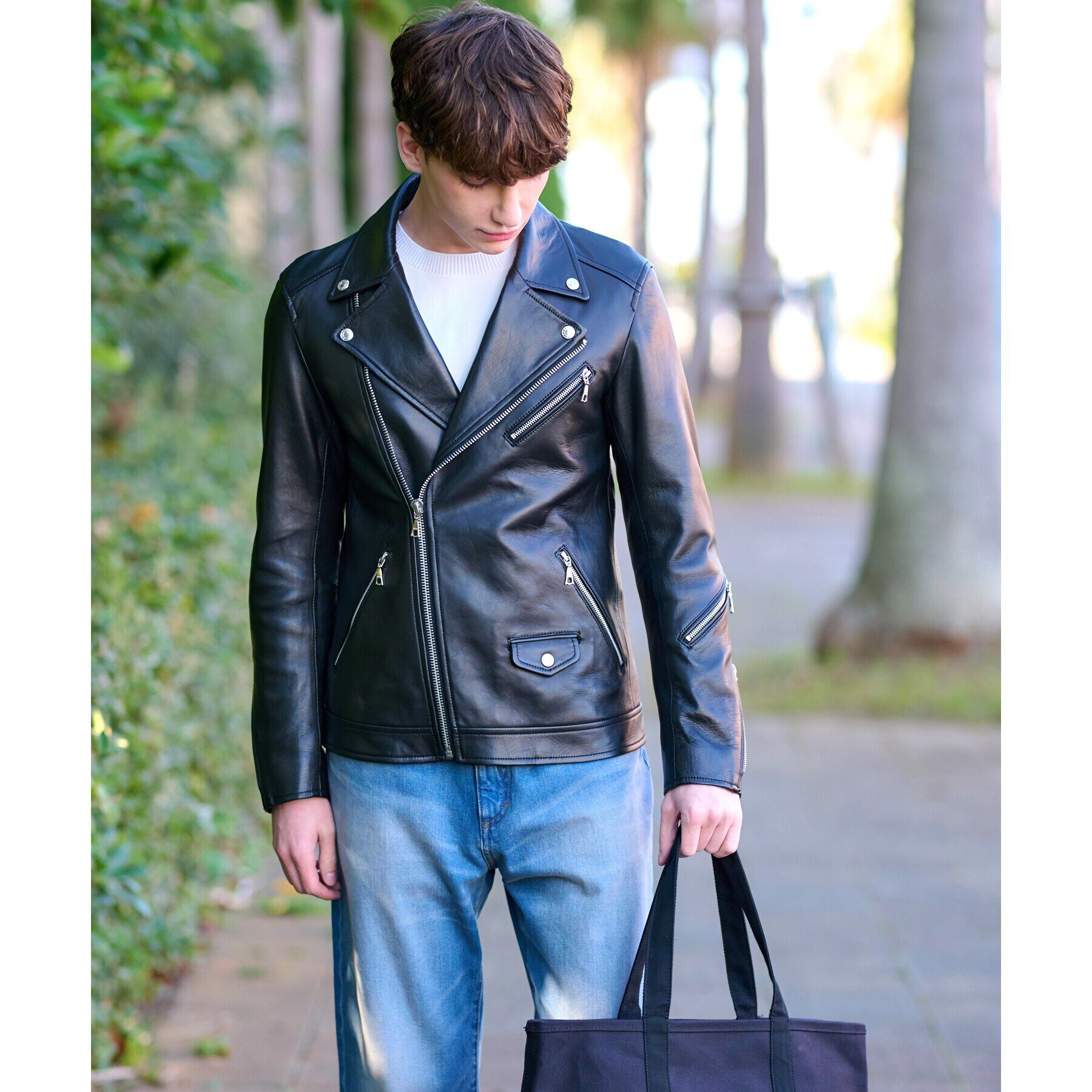 DRESSTERIOR「【本革】レザーライダースジャケット」|ライダースジャケット|