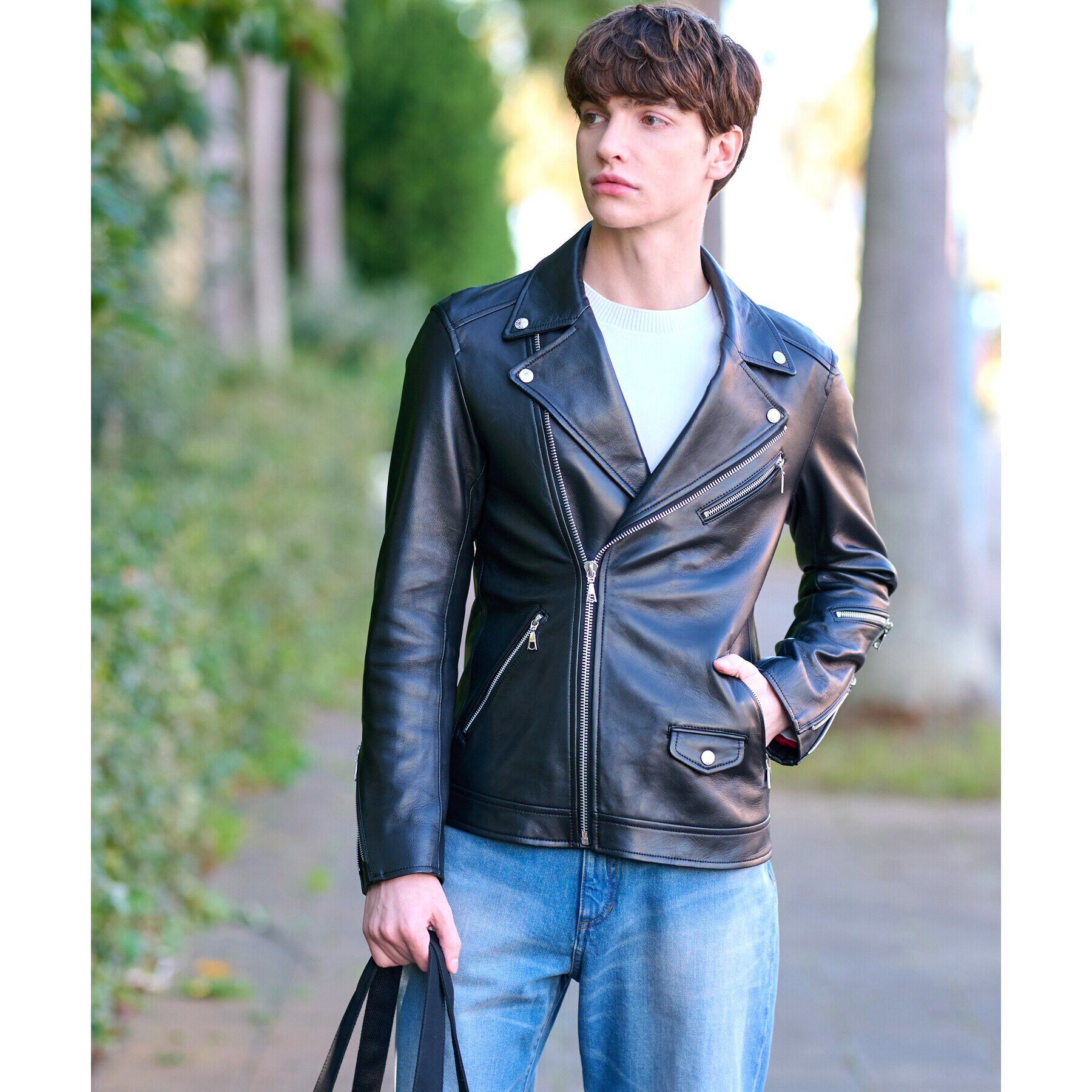 DRESSTERIOR「【本革】レザーライダースジャケット」|ライダースジャケット|