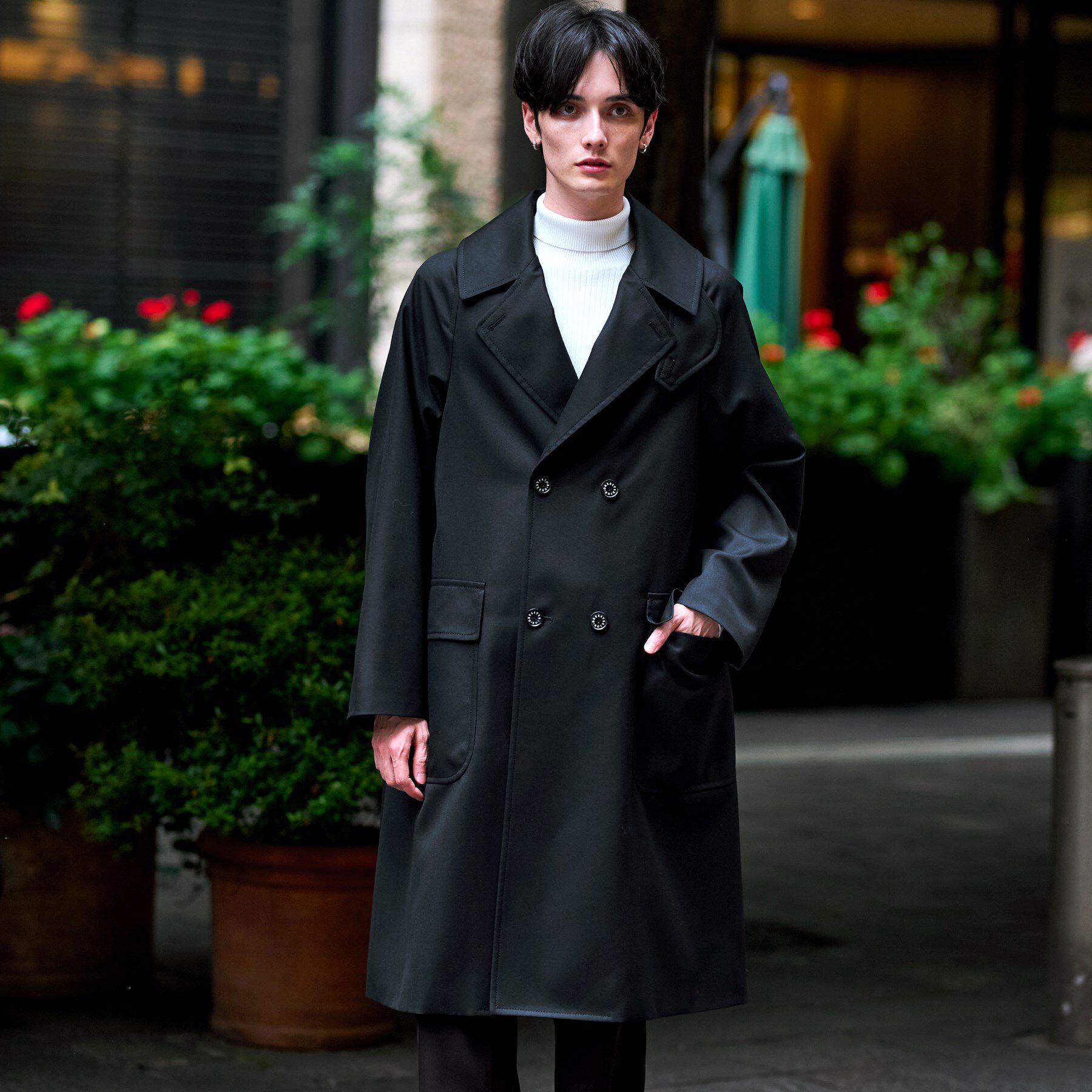 DRESSTERIOR「ウールギャバジン アルスターコート」|トレンチコート|ブラック(019)