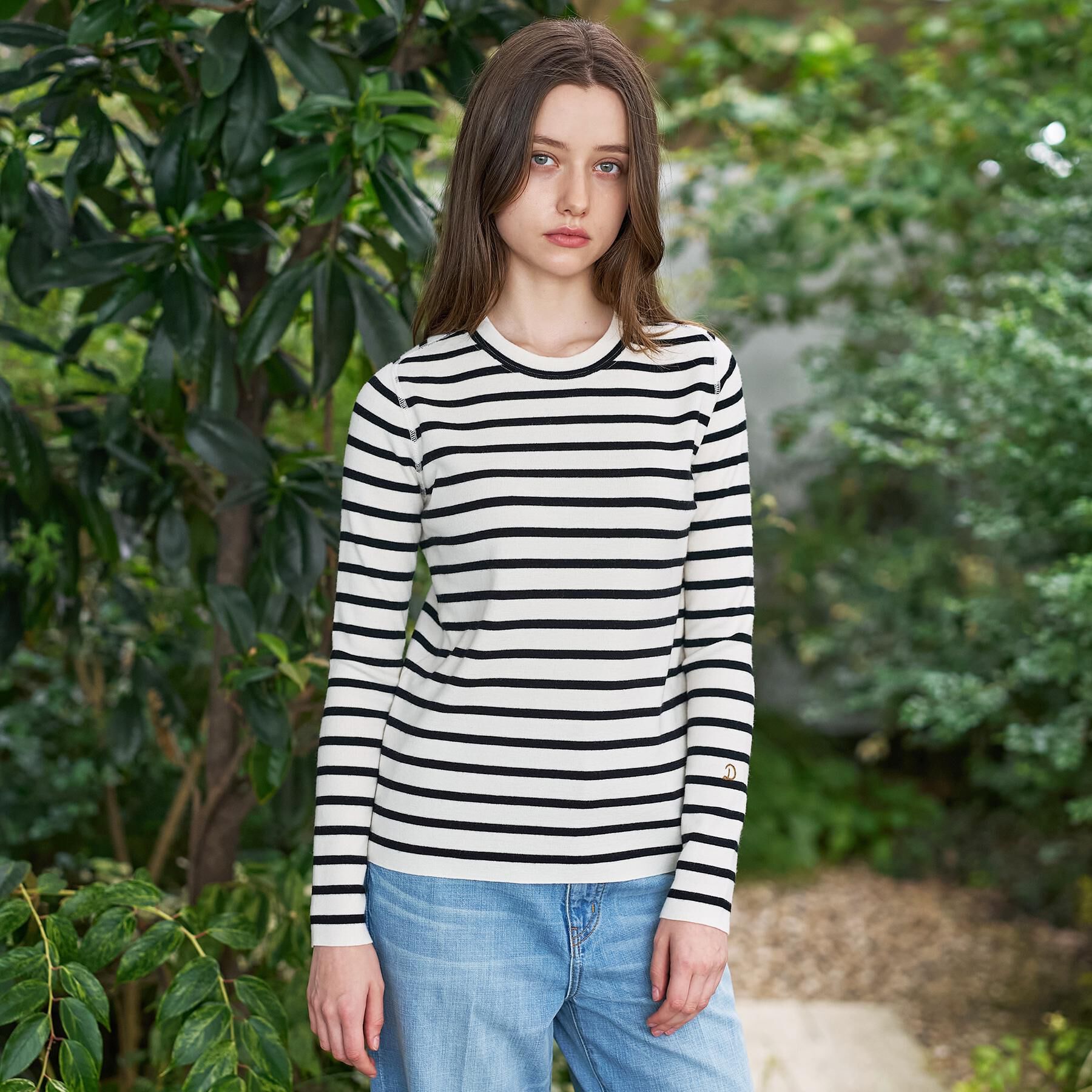 DRESSTERIOR「ストレッチフルニードルボーダーニット」|ニット・セーター|ブラック(319)