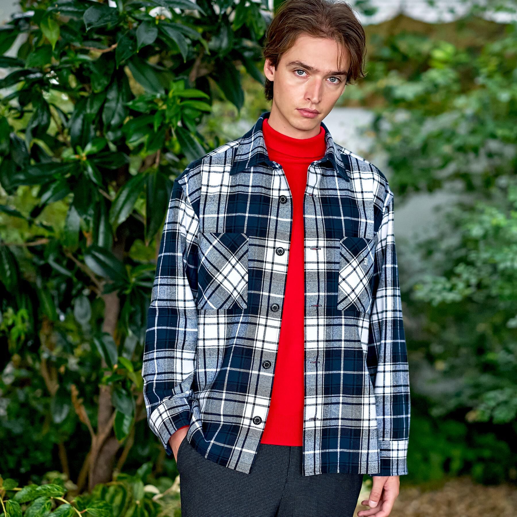 DRESSTERIOR「タータンチェック CPOシャツブルゾン」|シャツ・ブラウス|ネイビー(294)