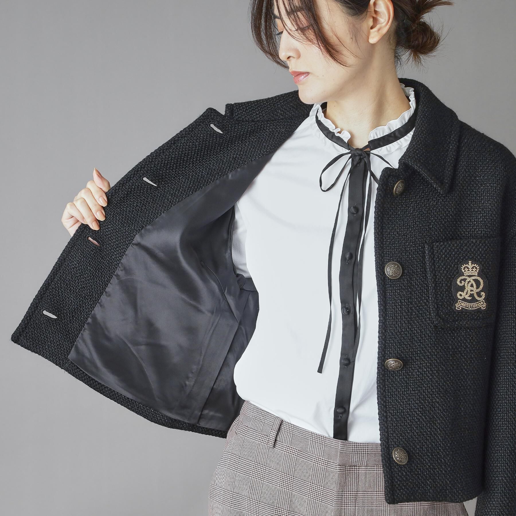 DRESSTERIOR「エンブレムショートブルゾン」|ブルゾン・スタジャン|