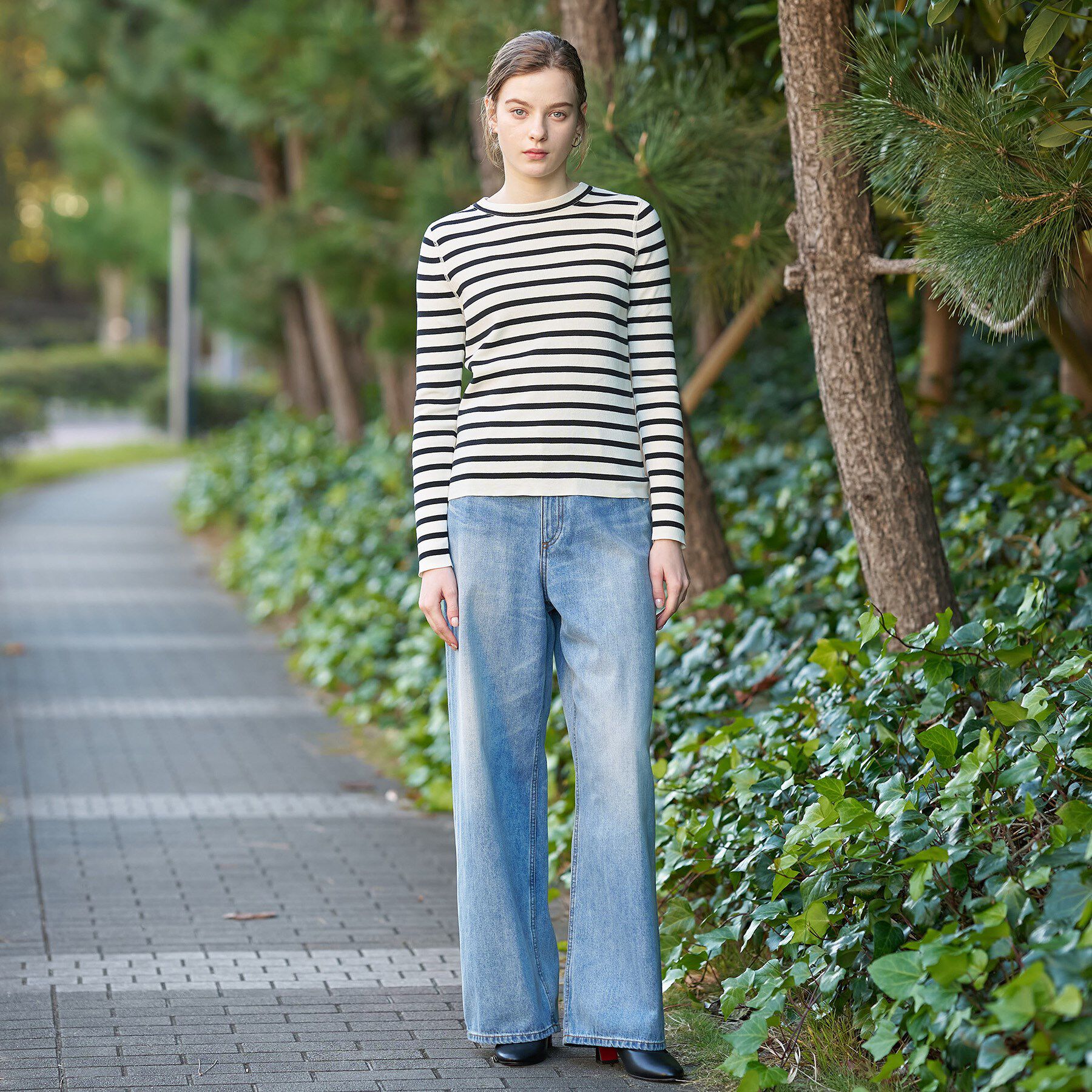 DRESSTERIOR「【ウォッシャブル】コットンフルニードルボーダーニット」|ニット・セーター|