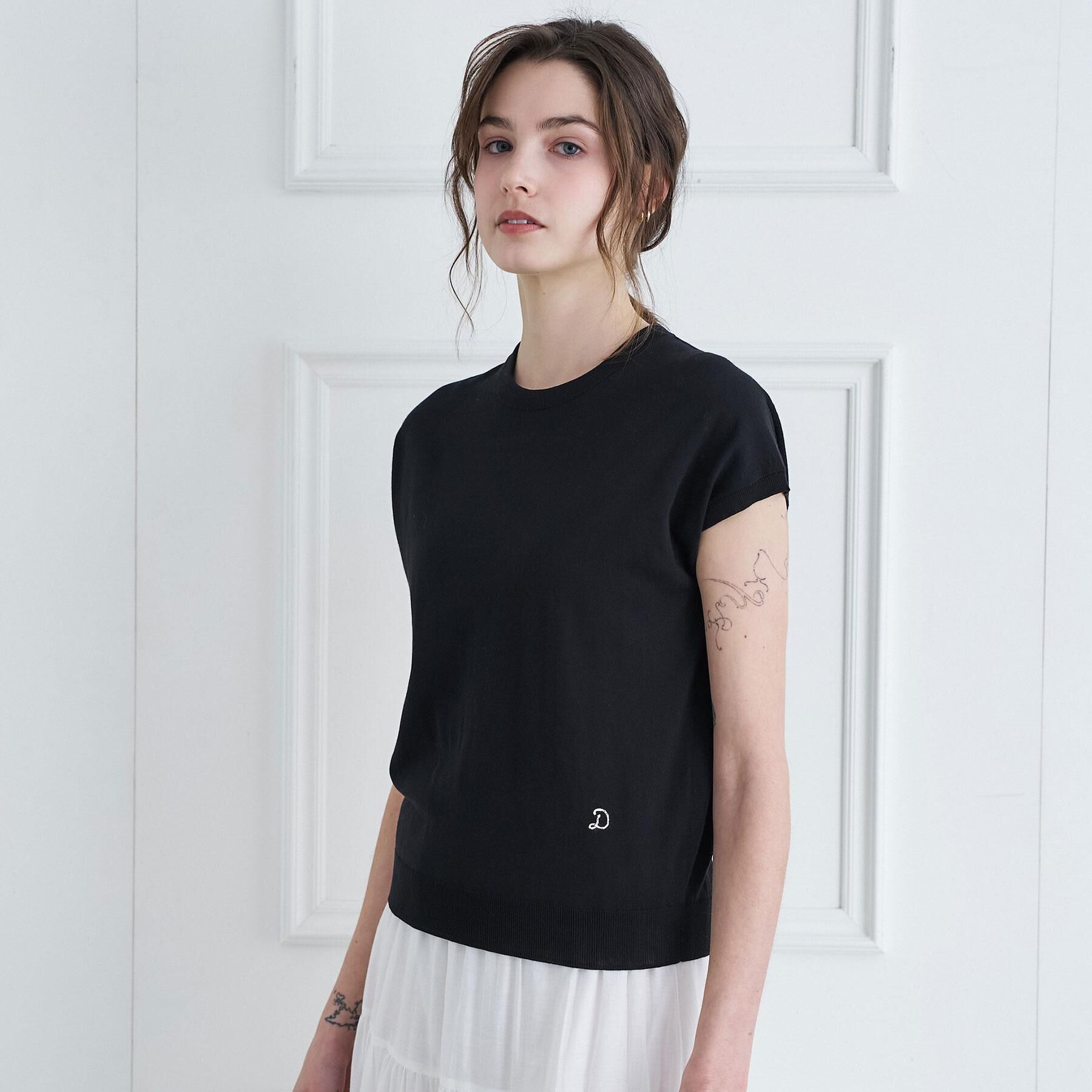 DRESSTERIOR「【ウォッシャブル】コットンシルクフレンチスリーブニット」|ニット・セーター|