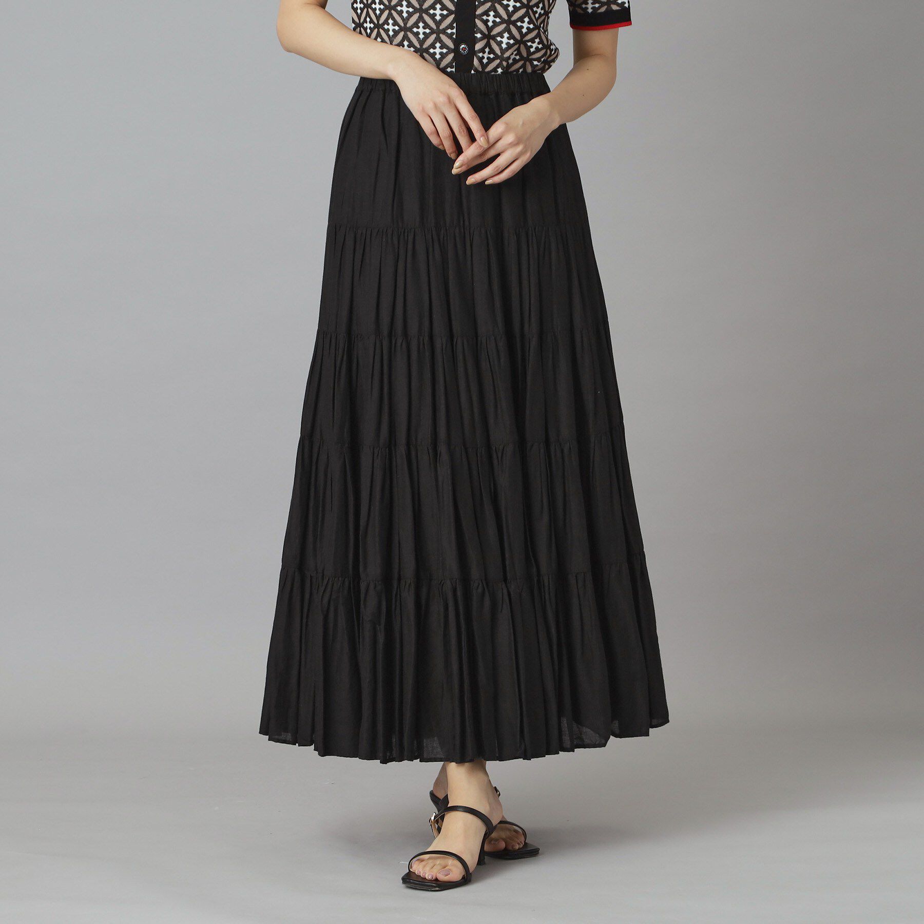 DRESSTERIOR「コットンボイルティアードスカート」|スカート|