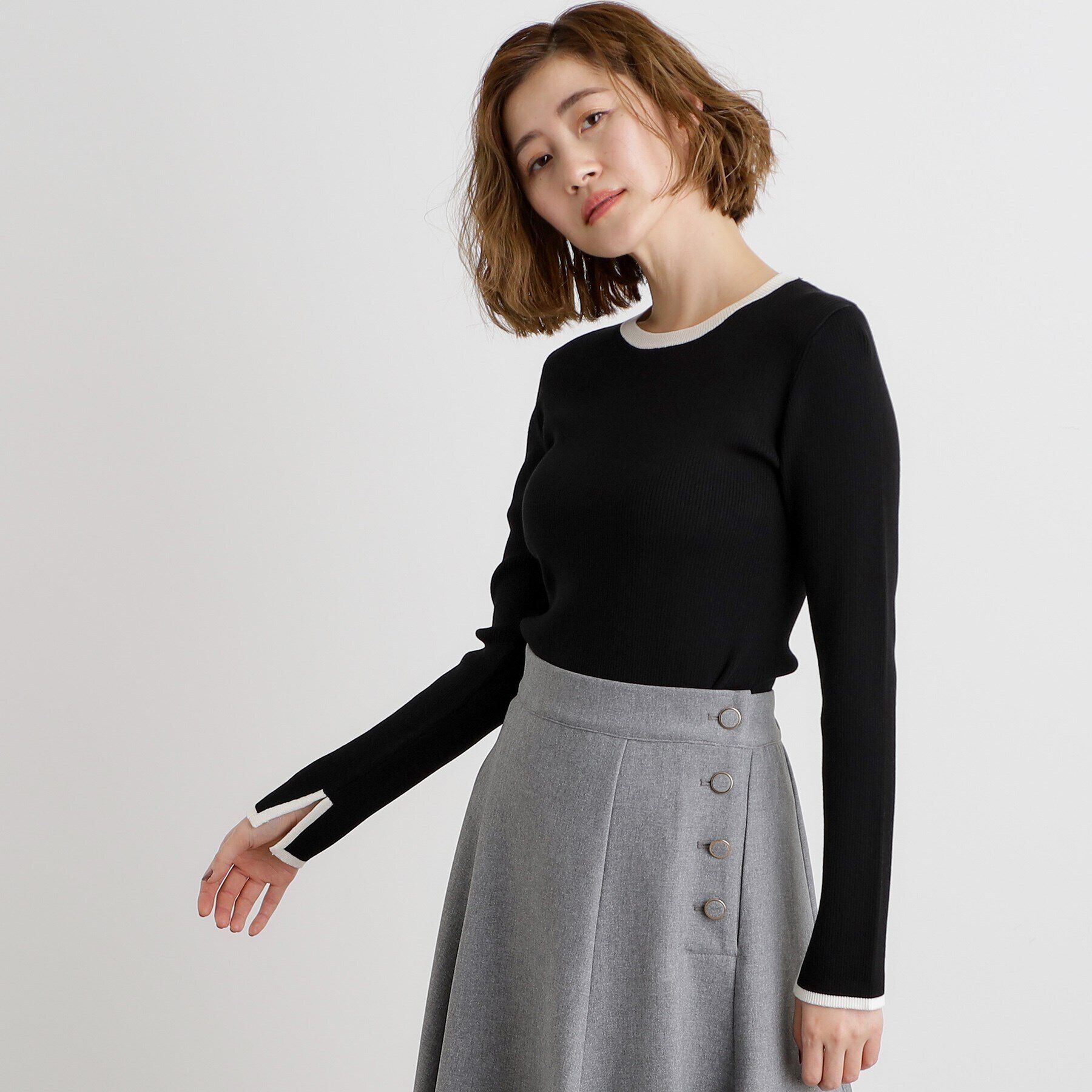 grove「【抗ピル／MW】リブニットプルオーバー」|ニット・セーター|