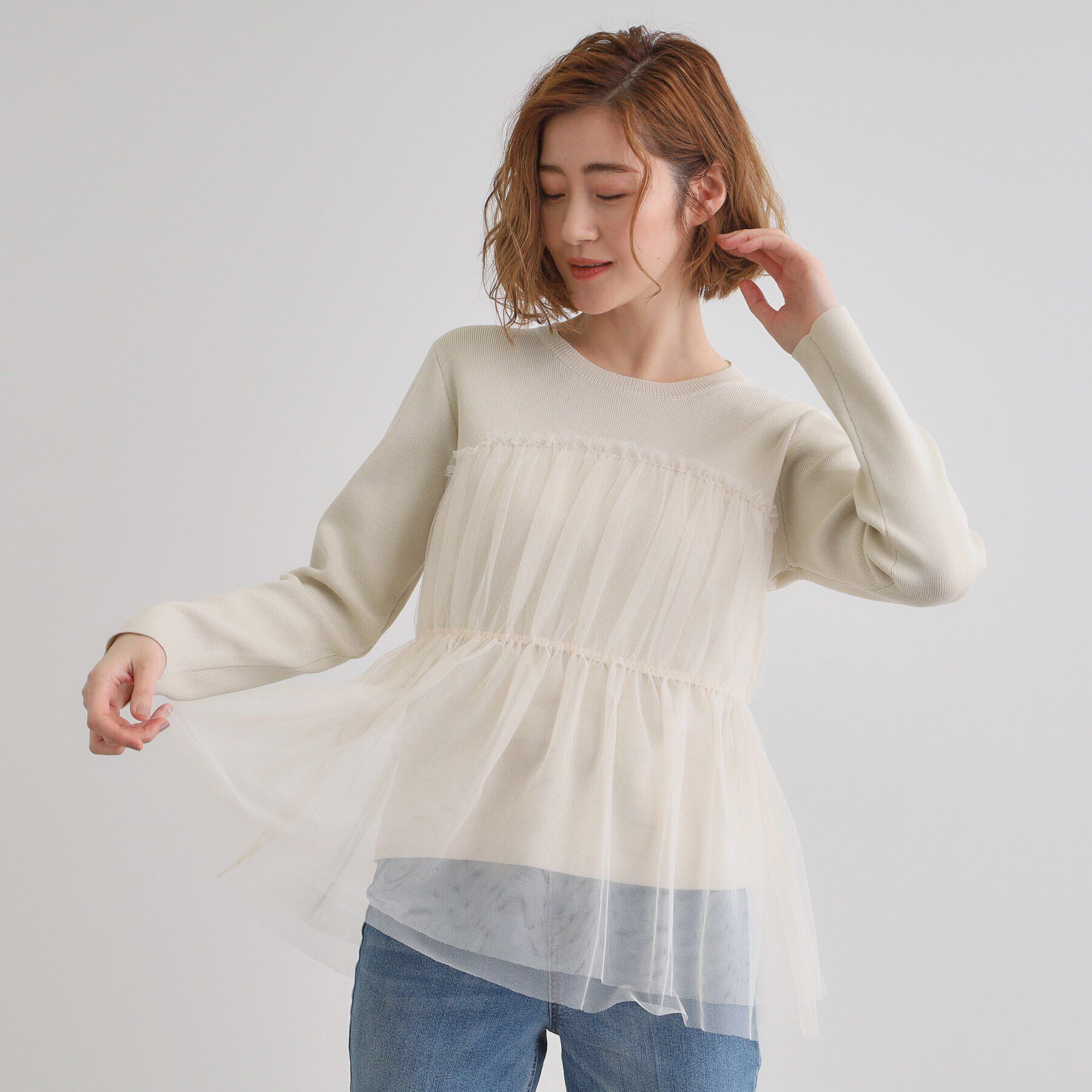 grove「チュールドッキングニットプルオーバー」|ニット・セーター|