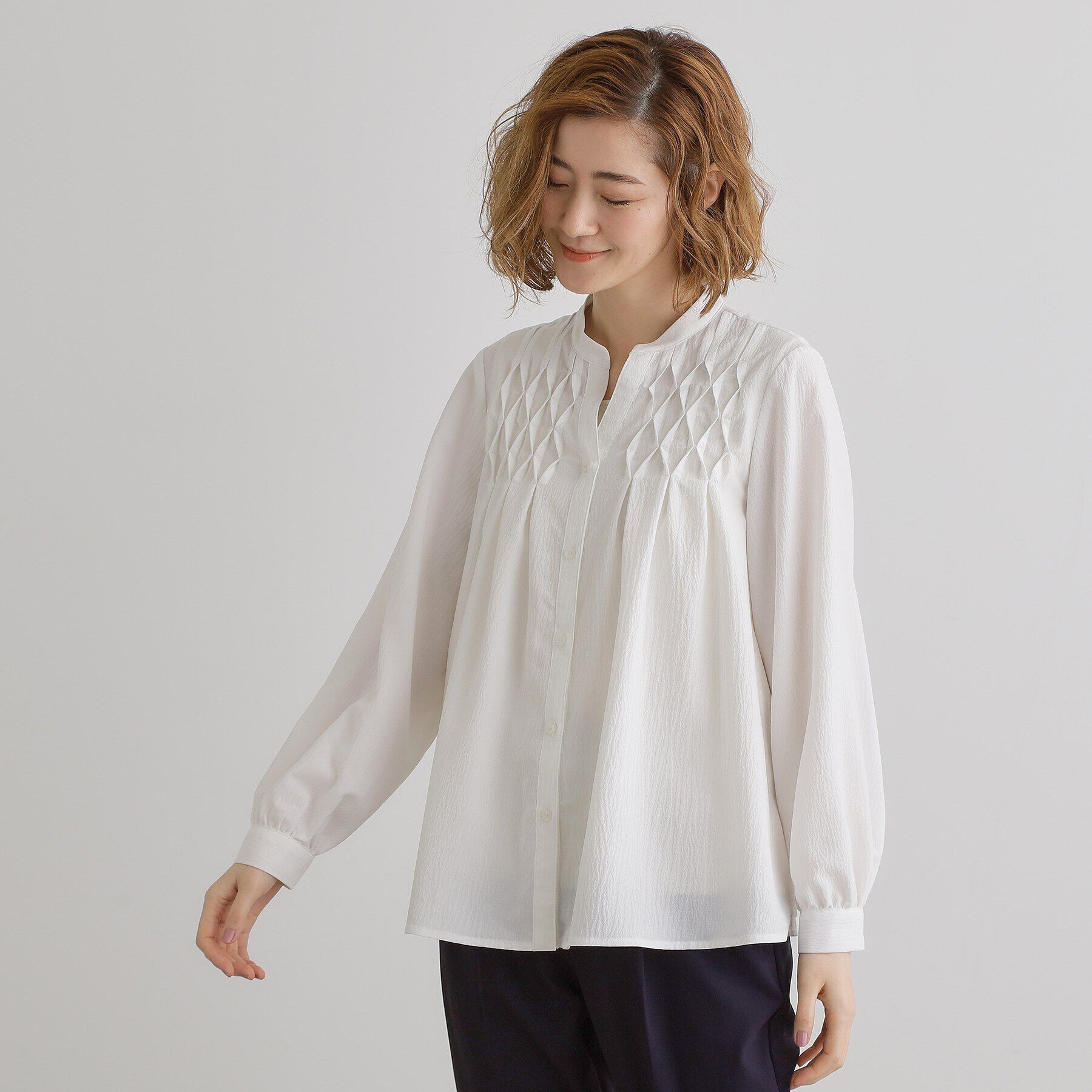 grove「スモッキングタックスキッパーブラウス」|シャツ・ブラウス|