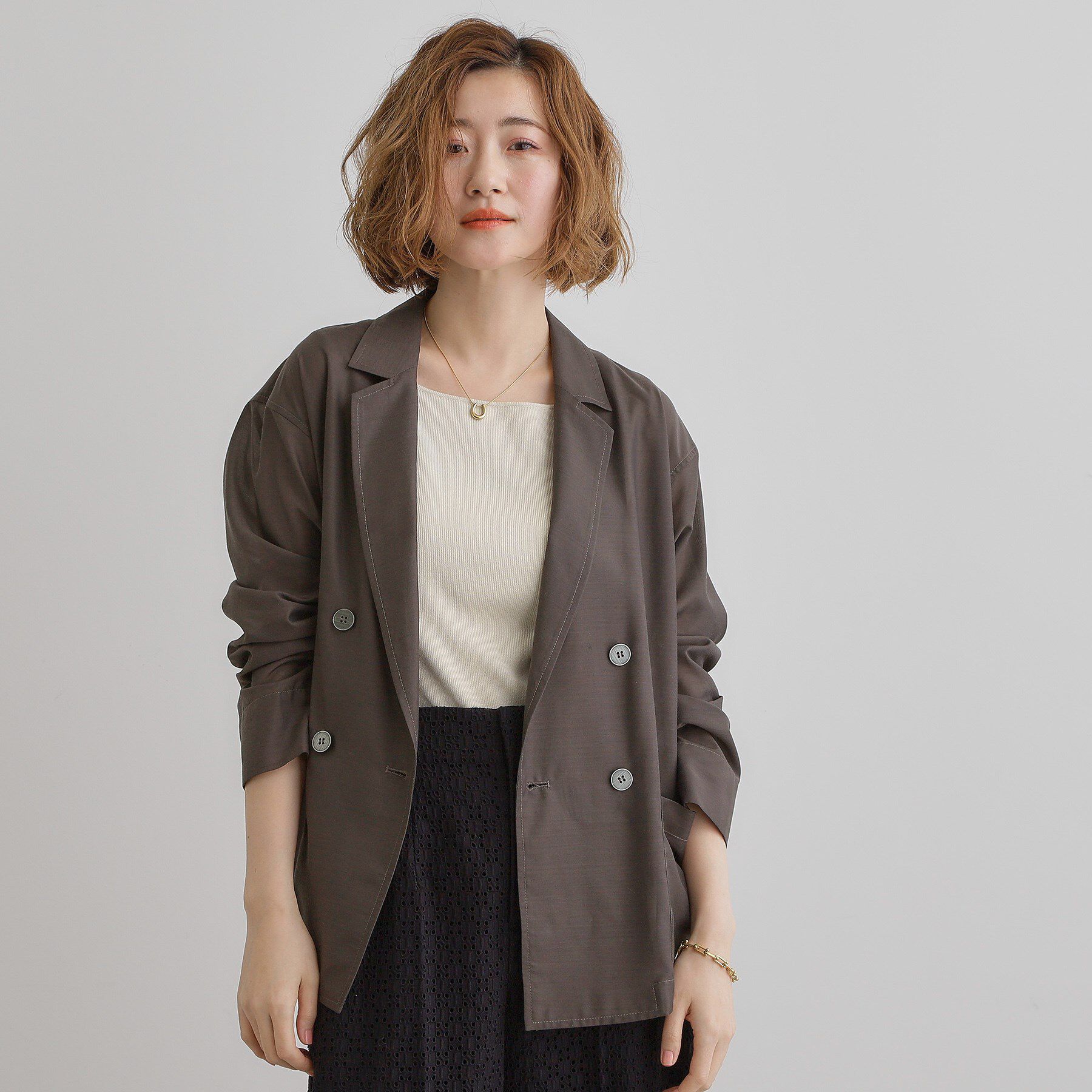 grove「【洒落感際立つ羽織アイテム】シアーテーラードジャケット」|テーラードジャケット|チャコールグレー(0