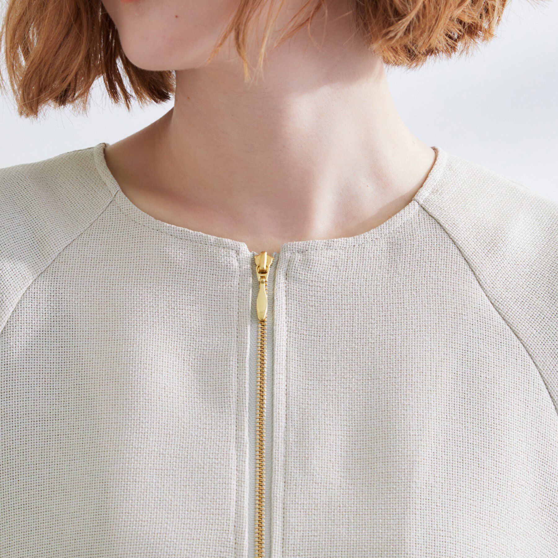 grove「透け感と立体感で魅せる、大人の夏のメッシュワイドスリーブジャケット」|ノーカラージャケット|