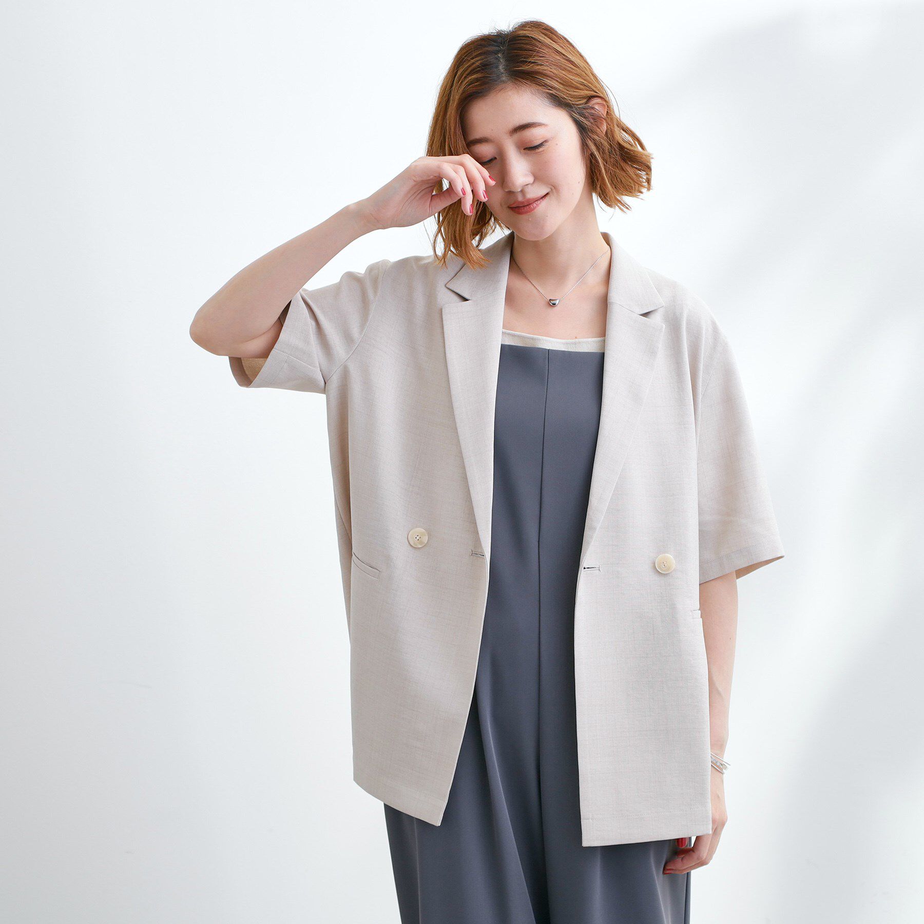grove「軽やかに羽織れて、きちんと見え ハーフスリーブテーラードジャケット」|テーラードジャケット|