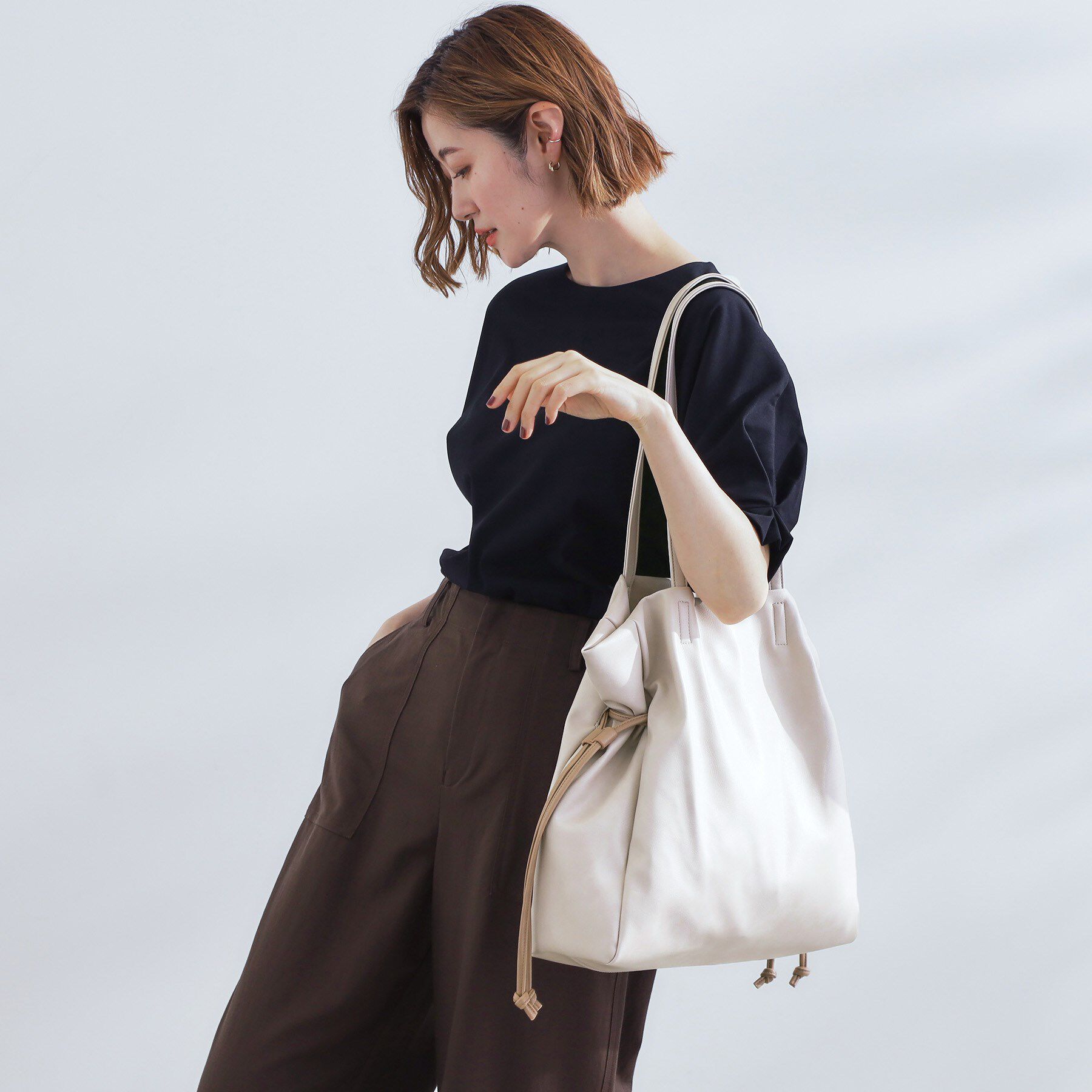 grove「【A4】サイドドロストトート」|トートバッグ|アイボリー(504)